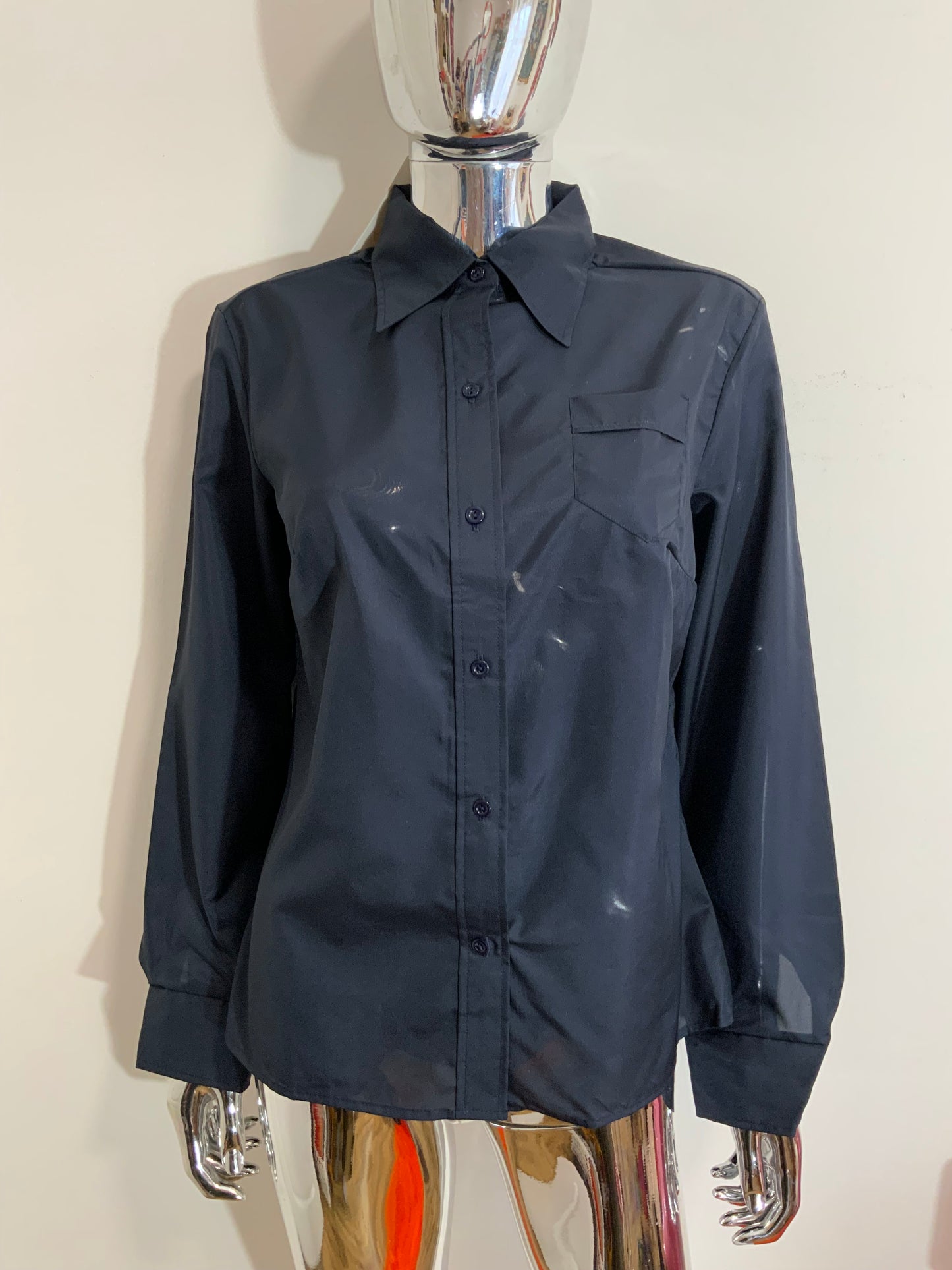 Chemise Chic grand col Vintage Made in France Deadstock