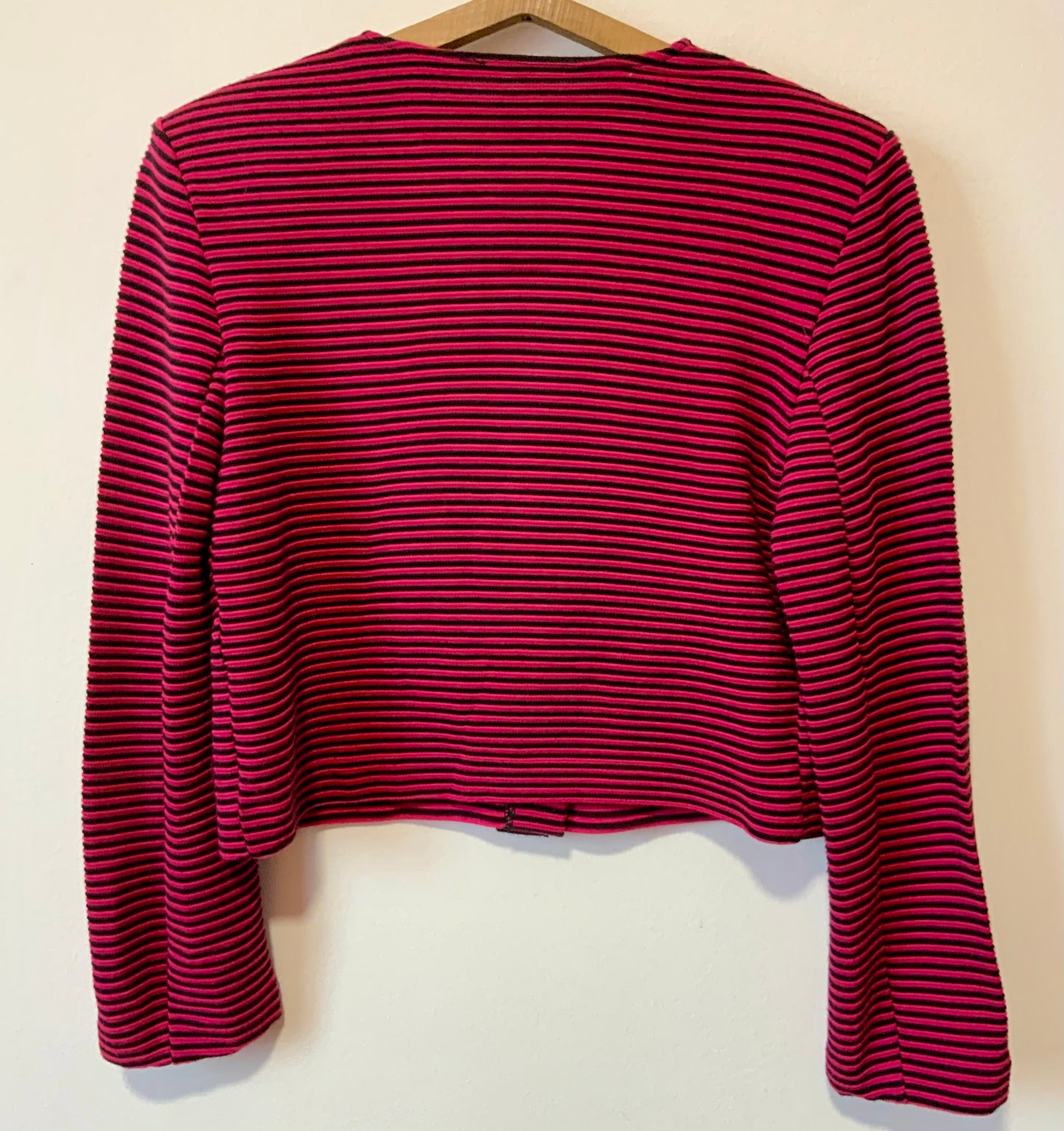 Très beau gilet sweat à rayures et larges épaulettes Vintage 1980