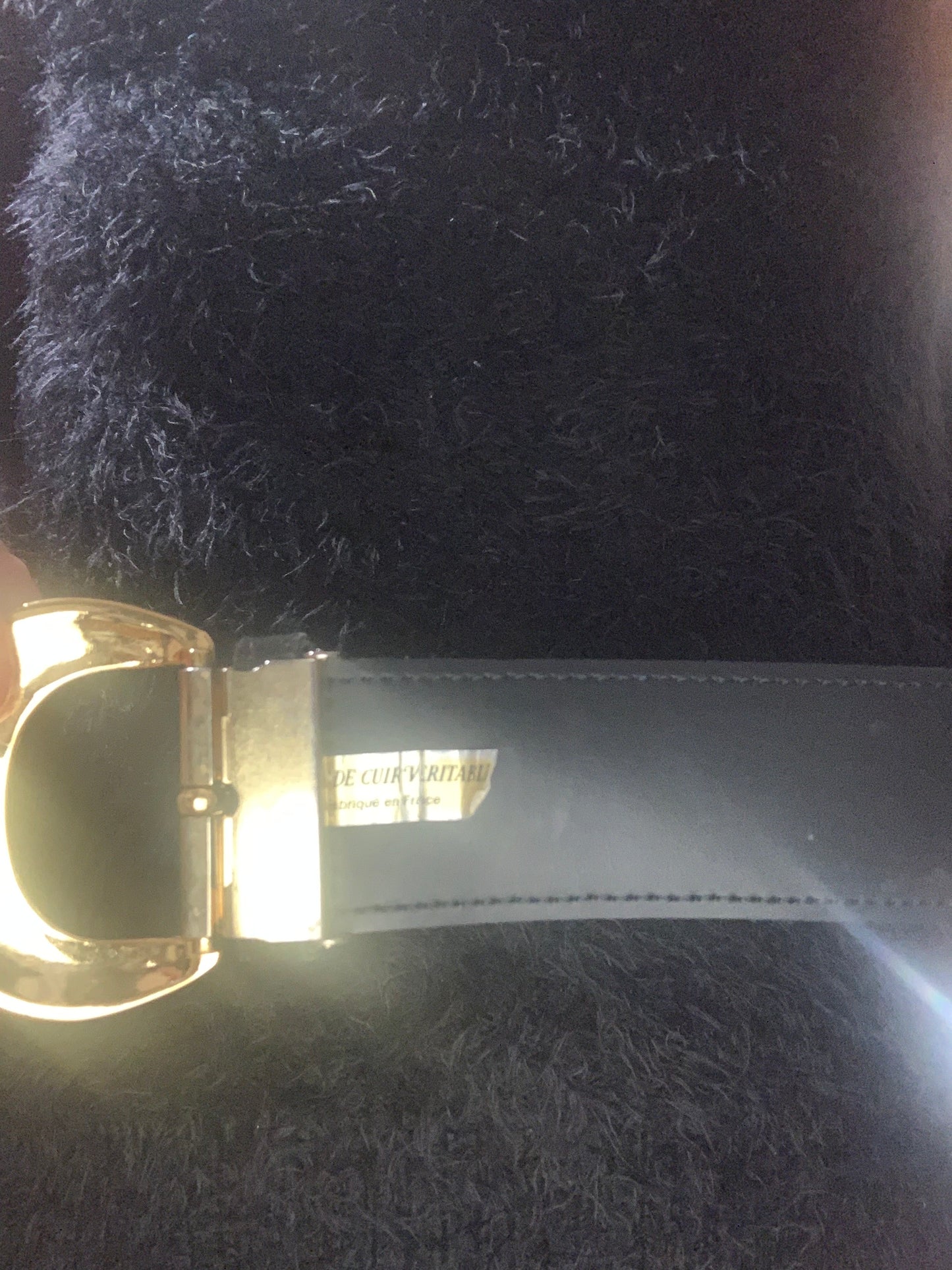 Ceinture France Vintage Cuir Daim noir