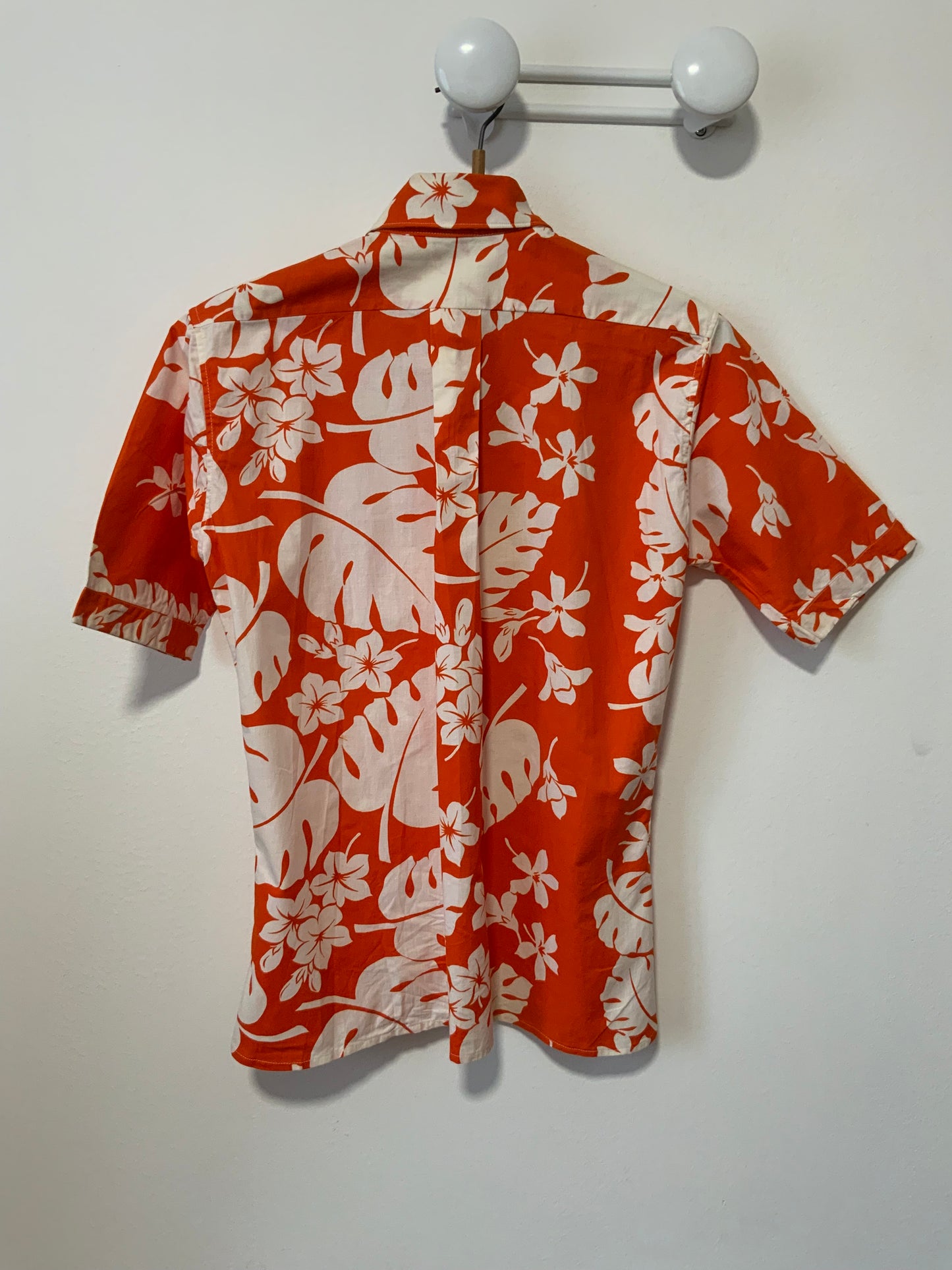 Chemise Hawaïenne Orange Vintage Seventies Col pelle à tartes