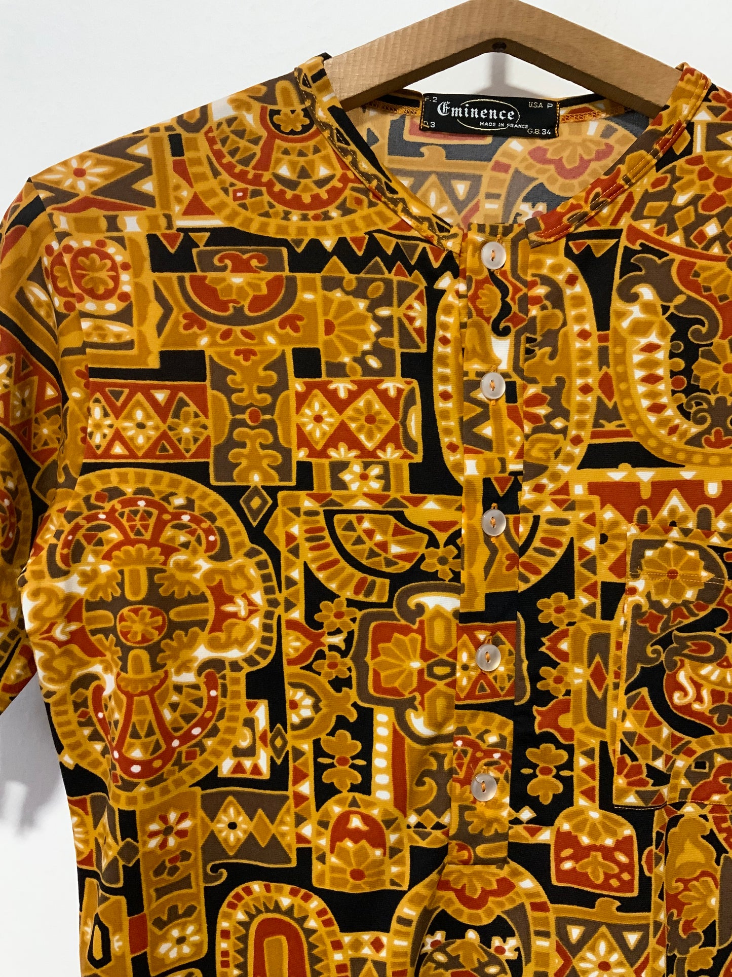 Top Motifs Merveilleux Tons oranges Vintage 1970 Made in France