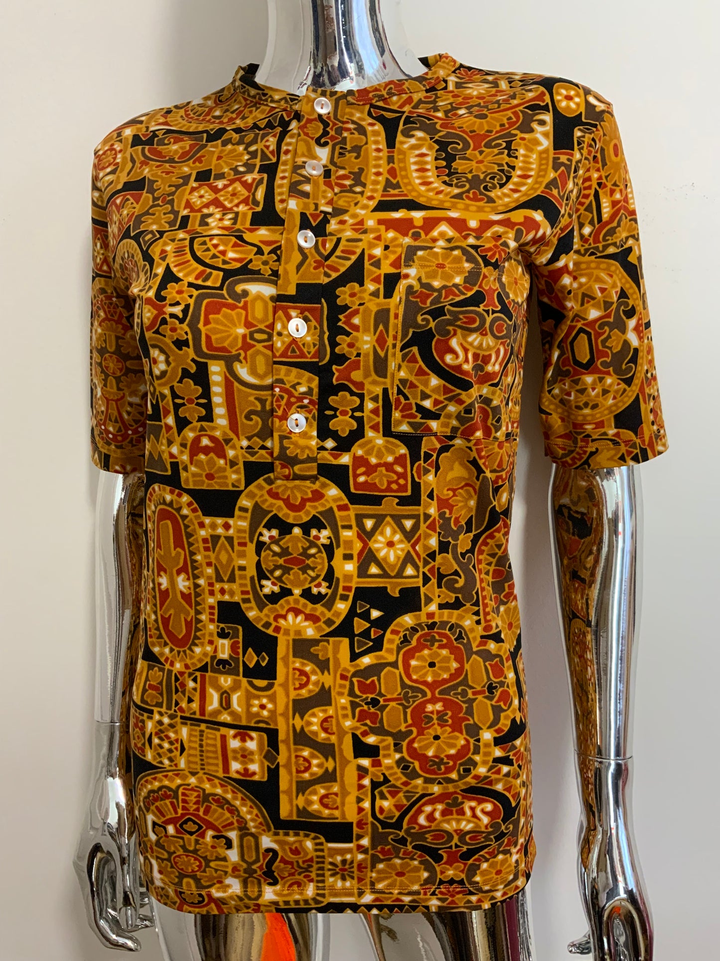 Top Motifs Merveilleux Tons oranges Vintage 1970 Made in France