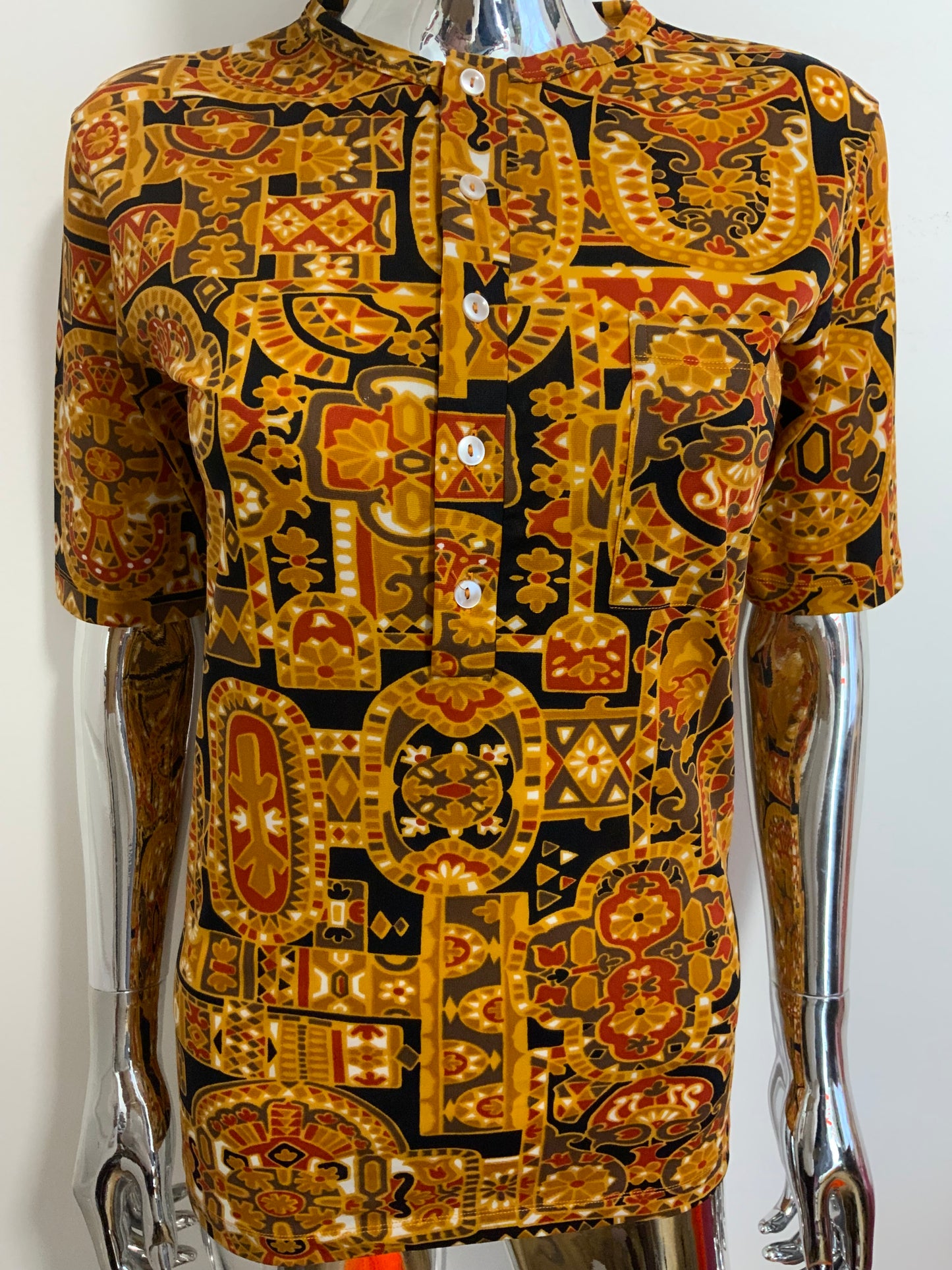 Top Motifs Merveilleux Tons oranges Vintage 1970 Made in France