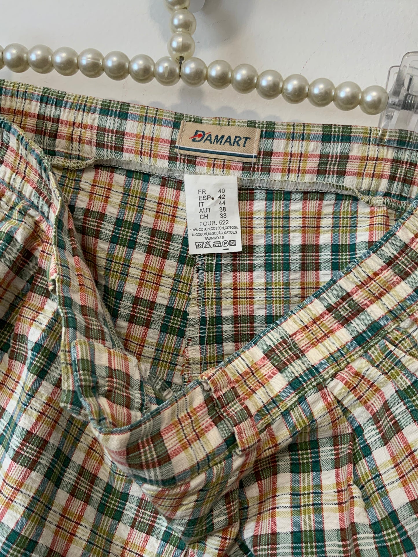 Bermuda Carreaux Écossais Vintage Damart 1990 - T40 100% Coton.