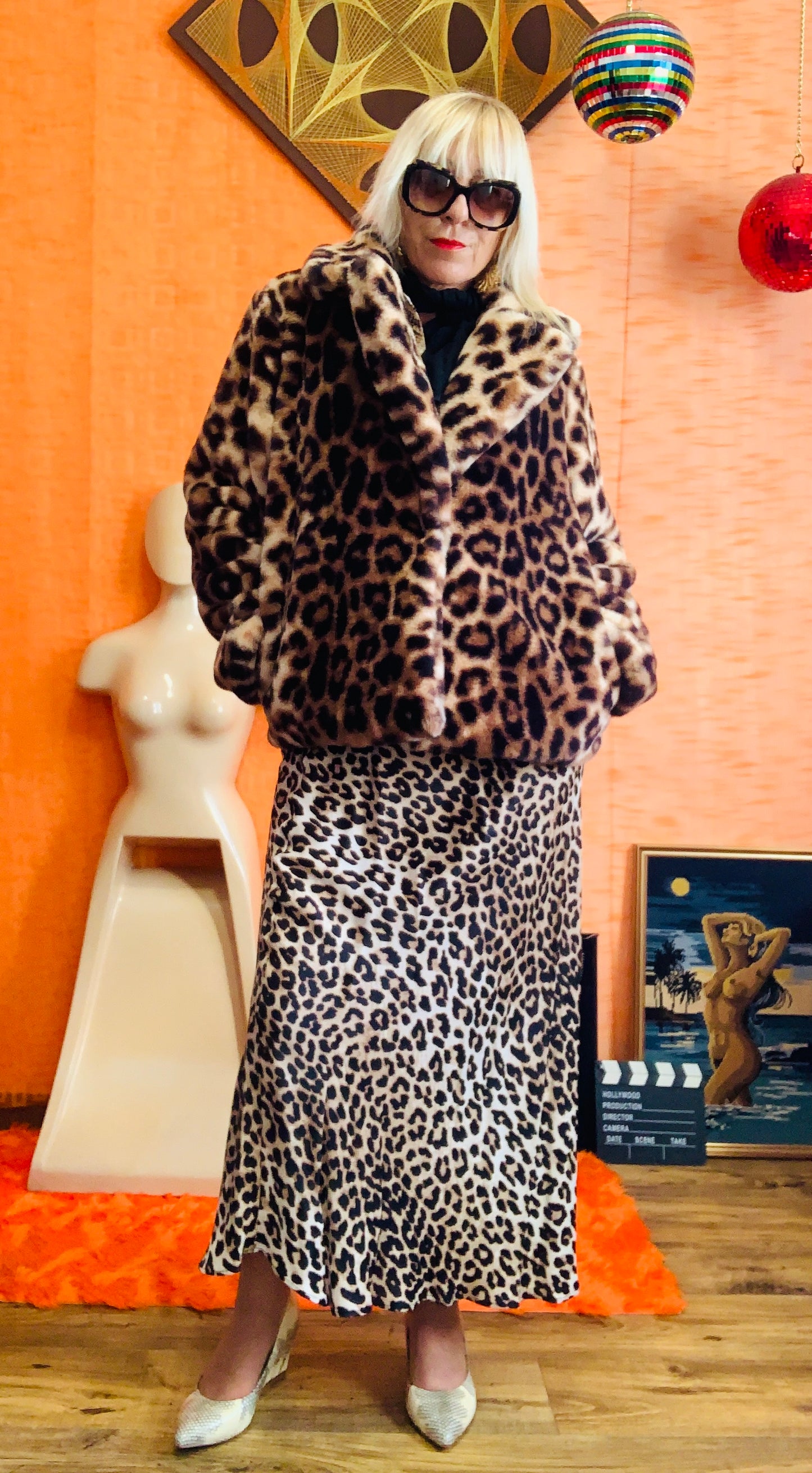 Manteau court fausse fourrure Léopard Vintage 2000’