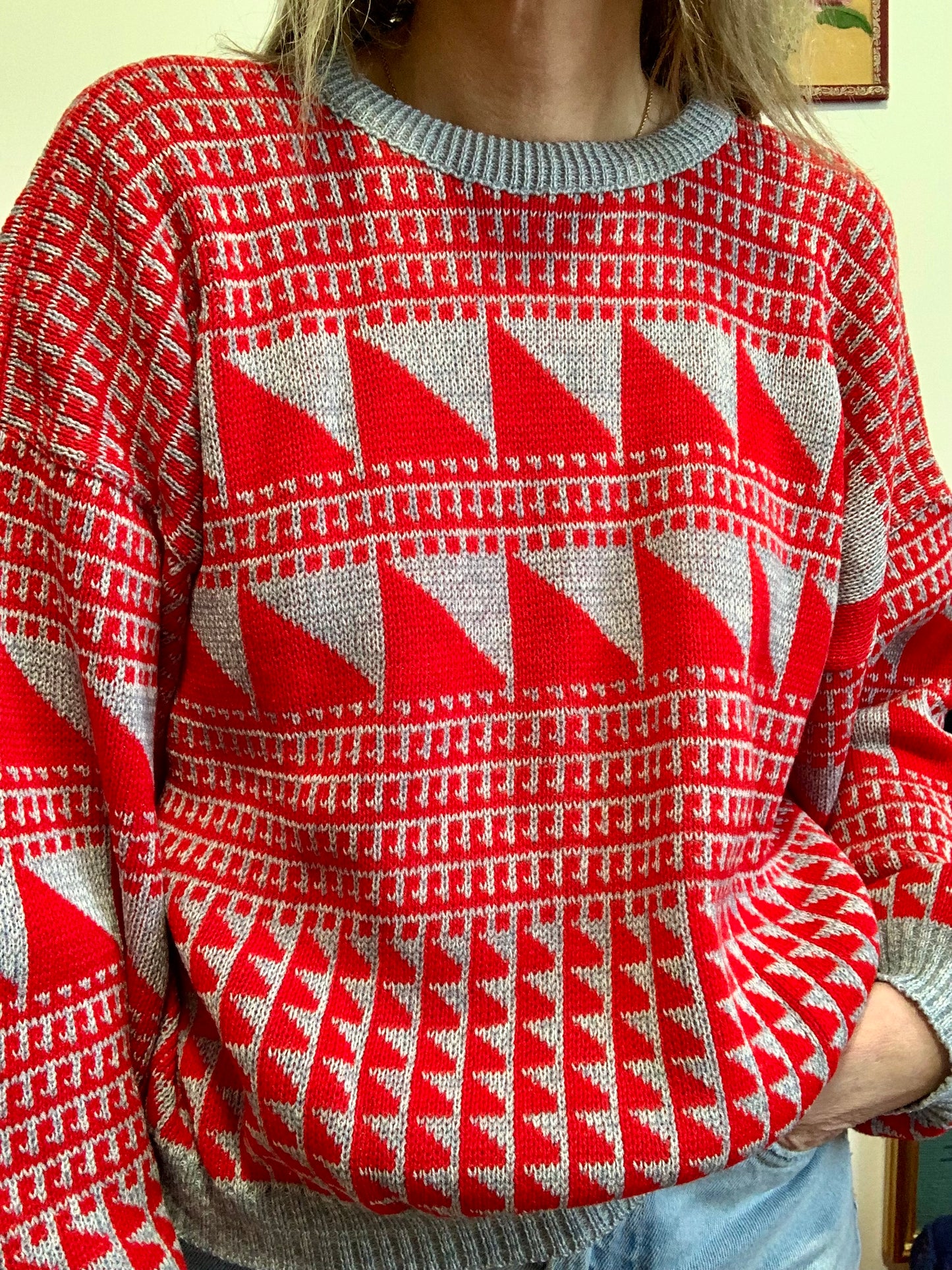 Pull Fun Vintage Eighties Motifs Géométriques France 1980