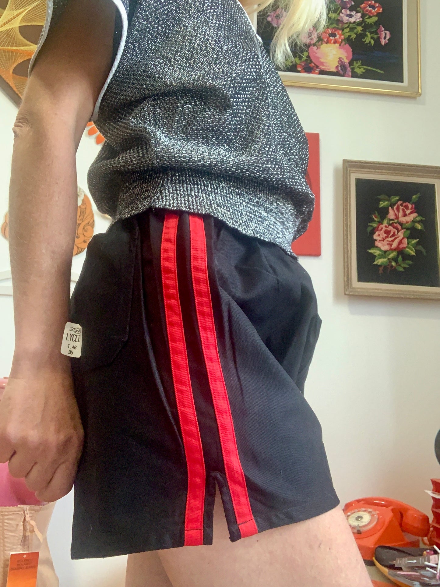 Short Sport Lycée 1970/80 2 bandes Vintage Deadstock