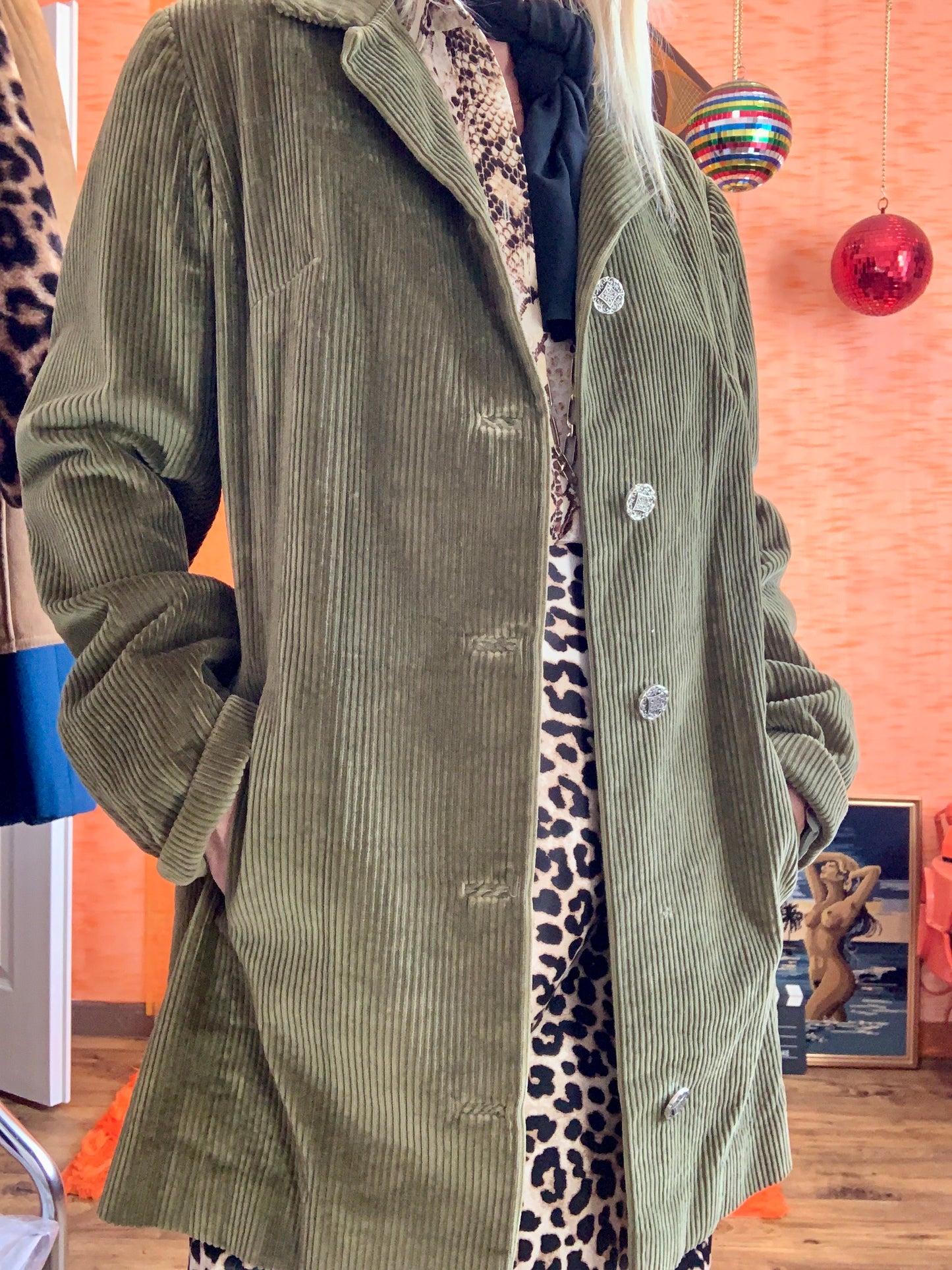 Veste Velours Ancienne Vintage Création faites à la main Couture Velours côtelé