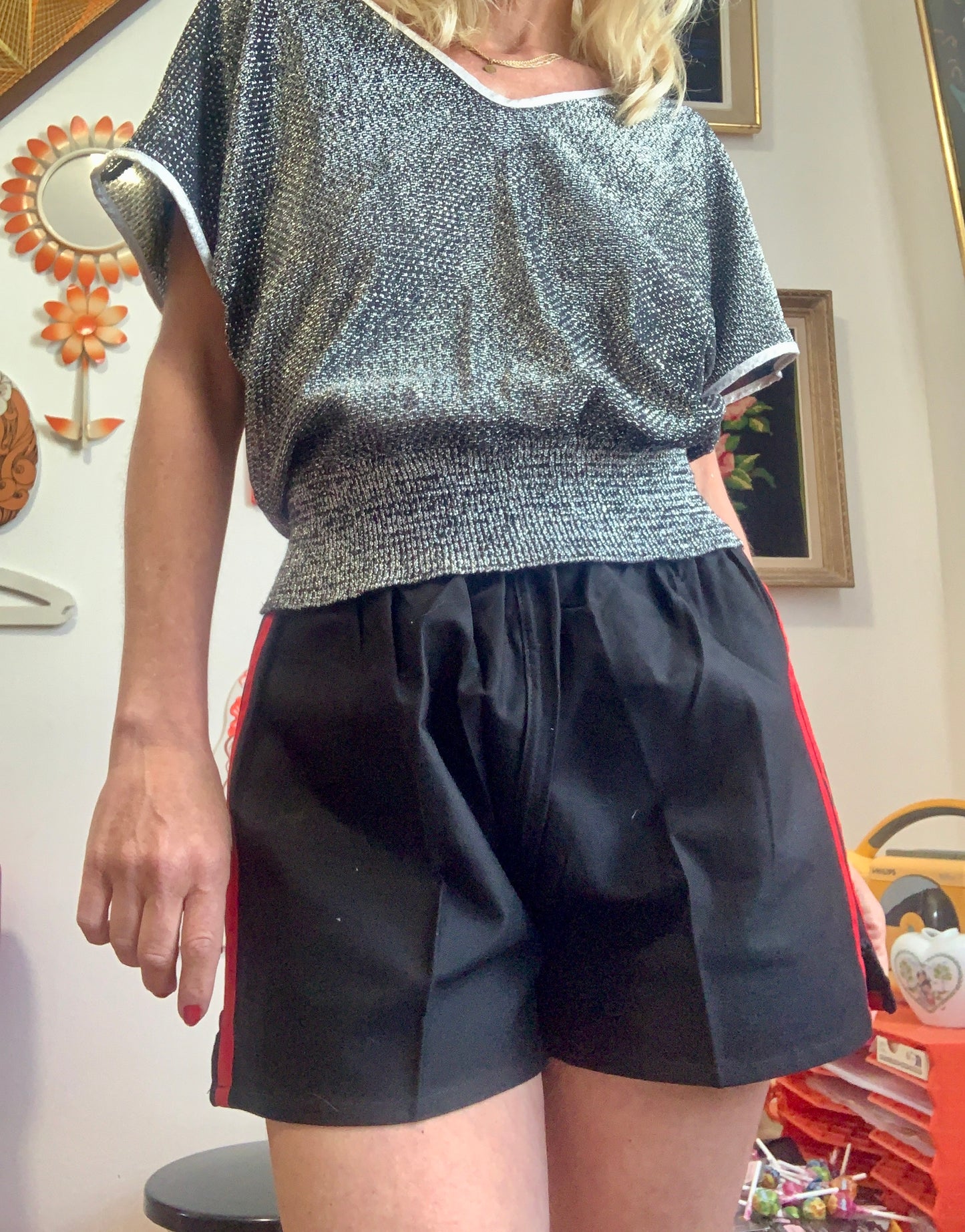 Short Sport Lycée 1970/80 2 bandes Vintage Deadstock