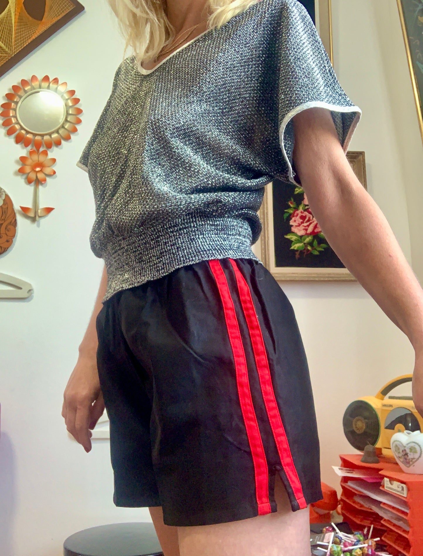 Short Sport Lycée 1970/80 2 bandes Vintage Deadstock