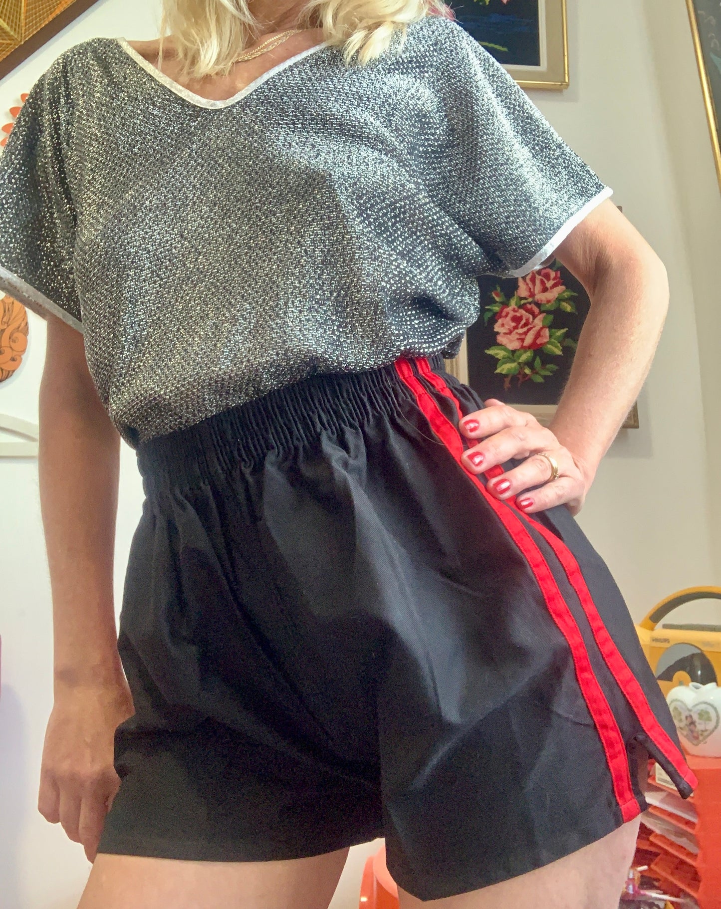 Short Vintage 1970/80 2 bandes rouges Deadstock