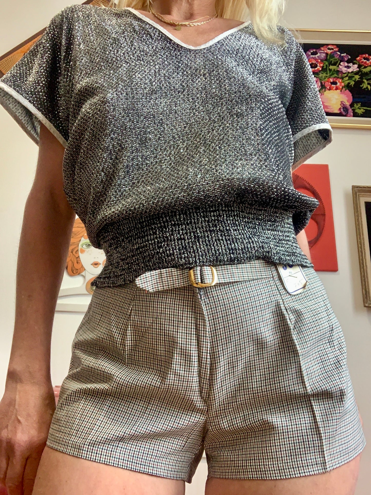 Mini Short à carreaux Vintage 1970 Seventies Deadstock
