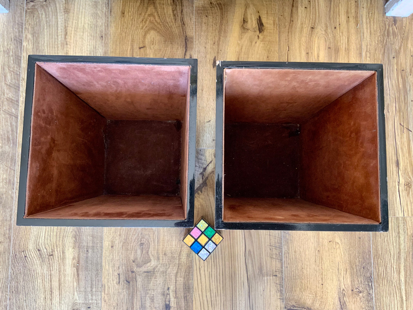 2 Grands Pots Marron Formica et Velours Vintage 1960/70 Design