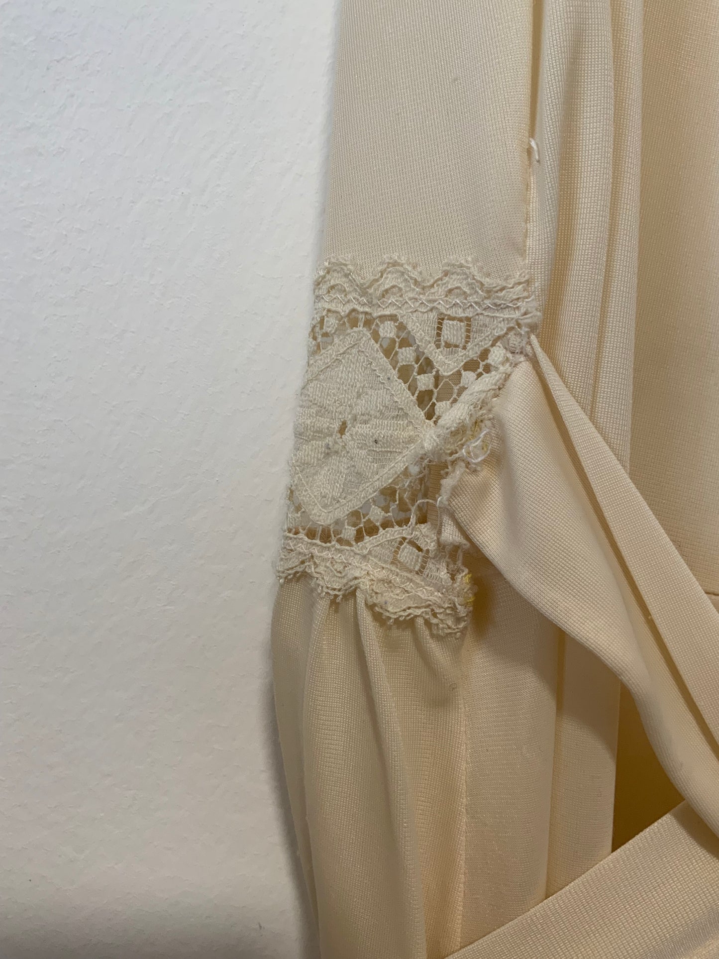 Longue Robe Vintage 1970 Dentelle Ceinture Chic