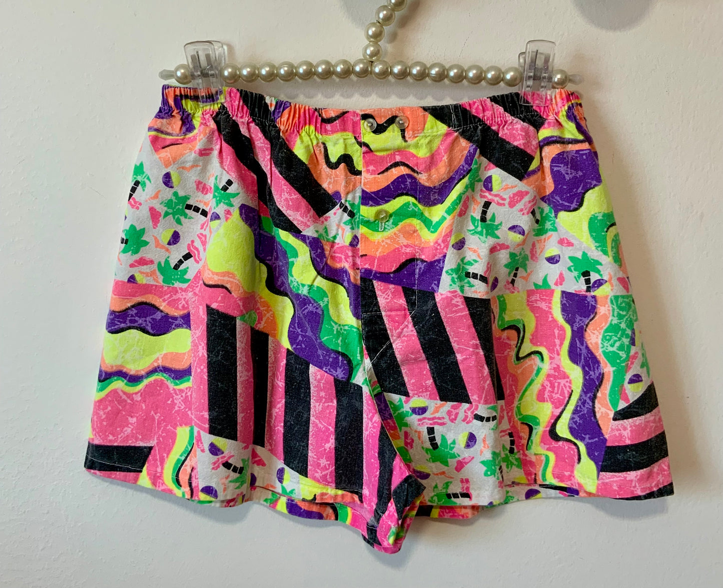 Short Caleçon Vintage France Fluo 1980 Fun Formes géométriques