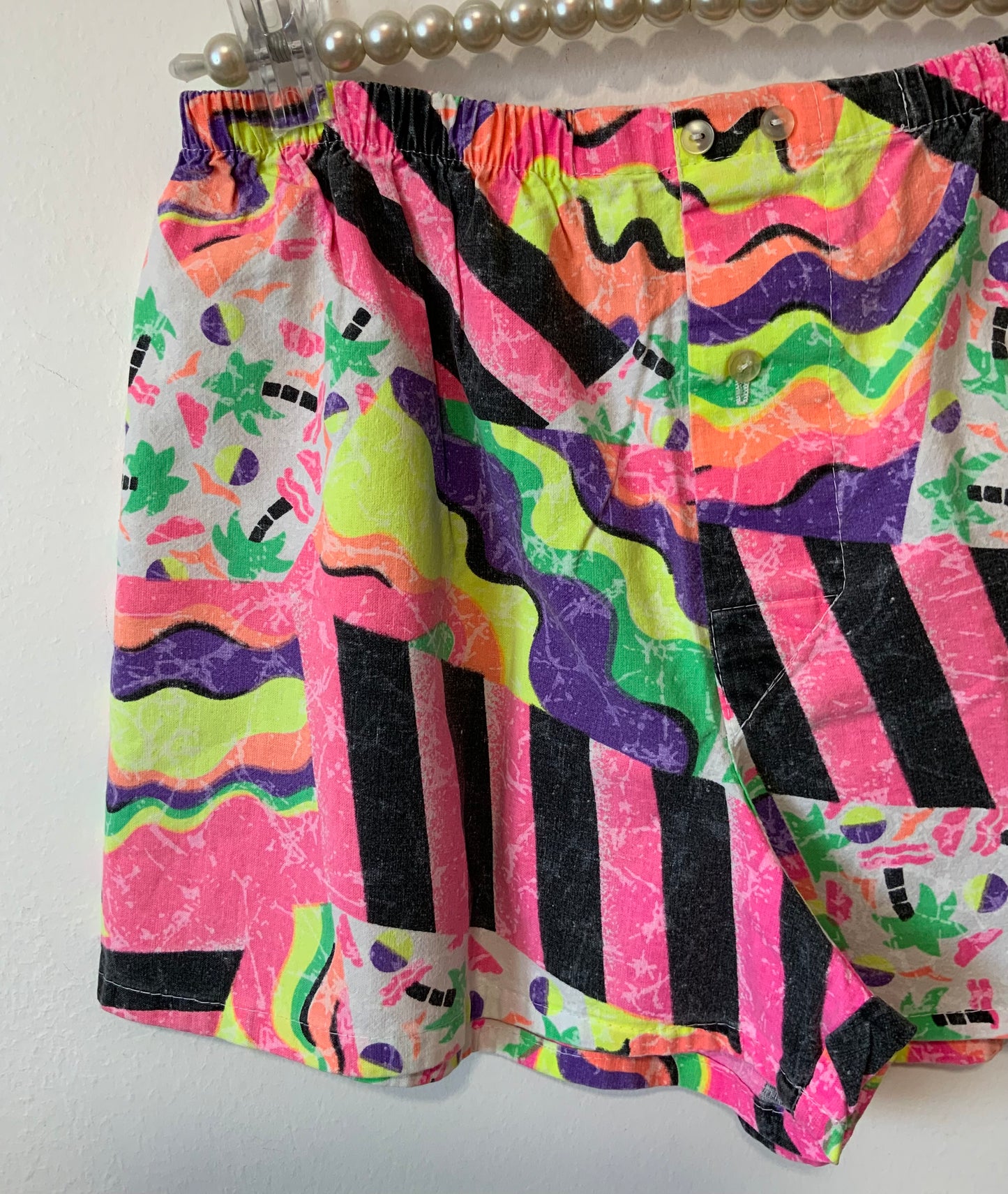 Short Caleçon Vintage France Fluo 1980 Fun Formes géométriques