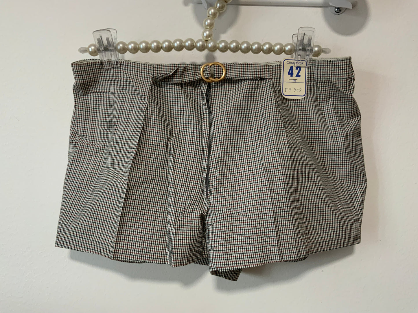 Mini Short à carreaux Vintage 1970 Seventies Deadstock