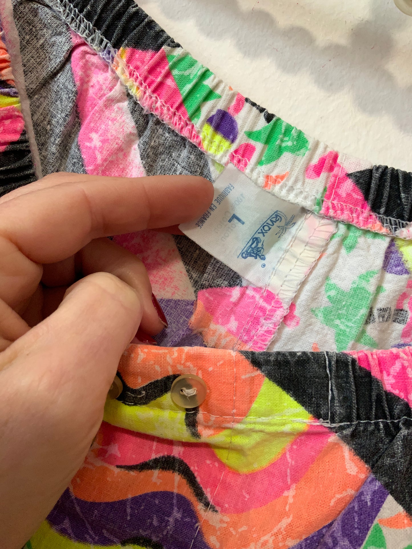 Short Caleçon Vintage France Fluo 1980 Fun Formes géométriques