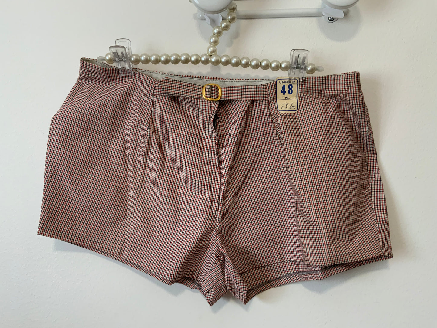 Mini short Carreaux 1970 Issu Stock Seventies Beauté Vintage