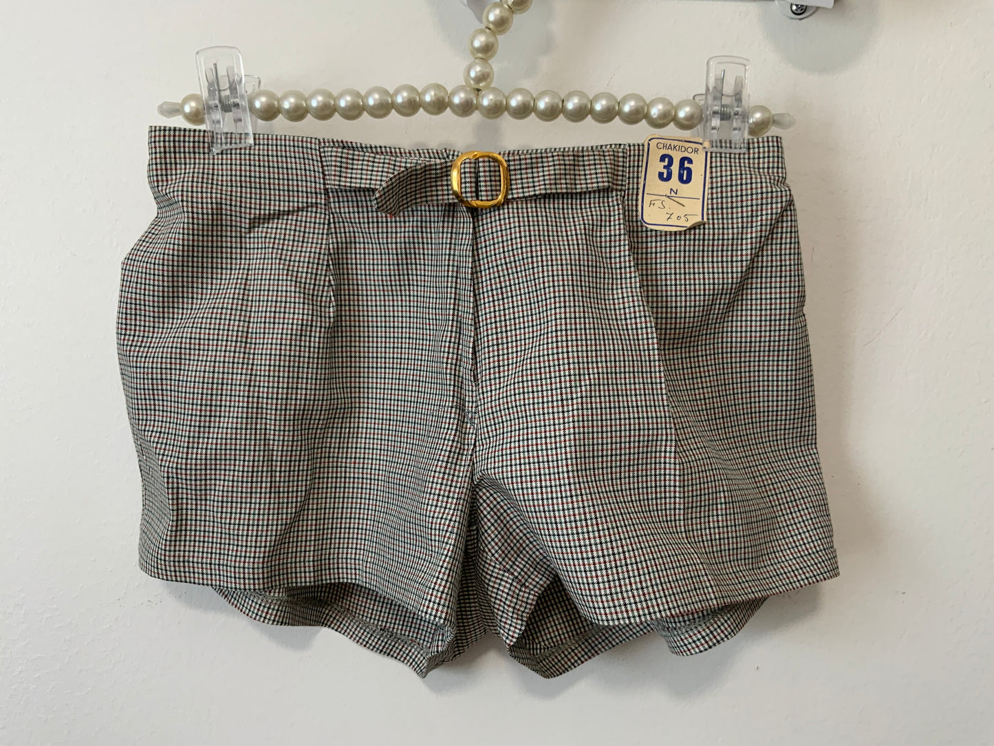 Ravissant mini short sexy 1970 à carreaux Vintage Deadstock