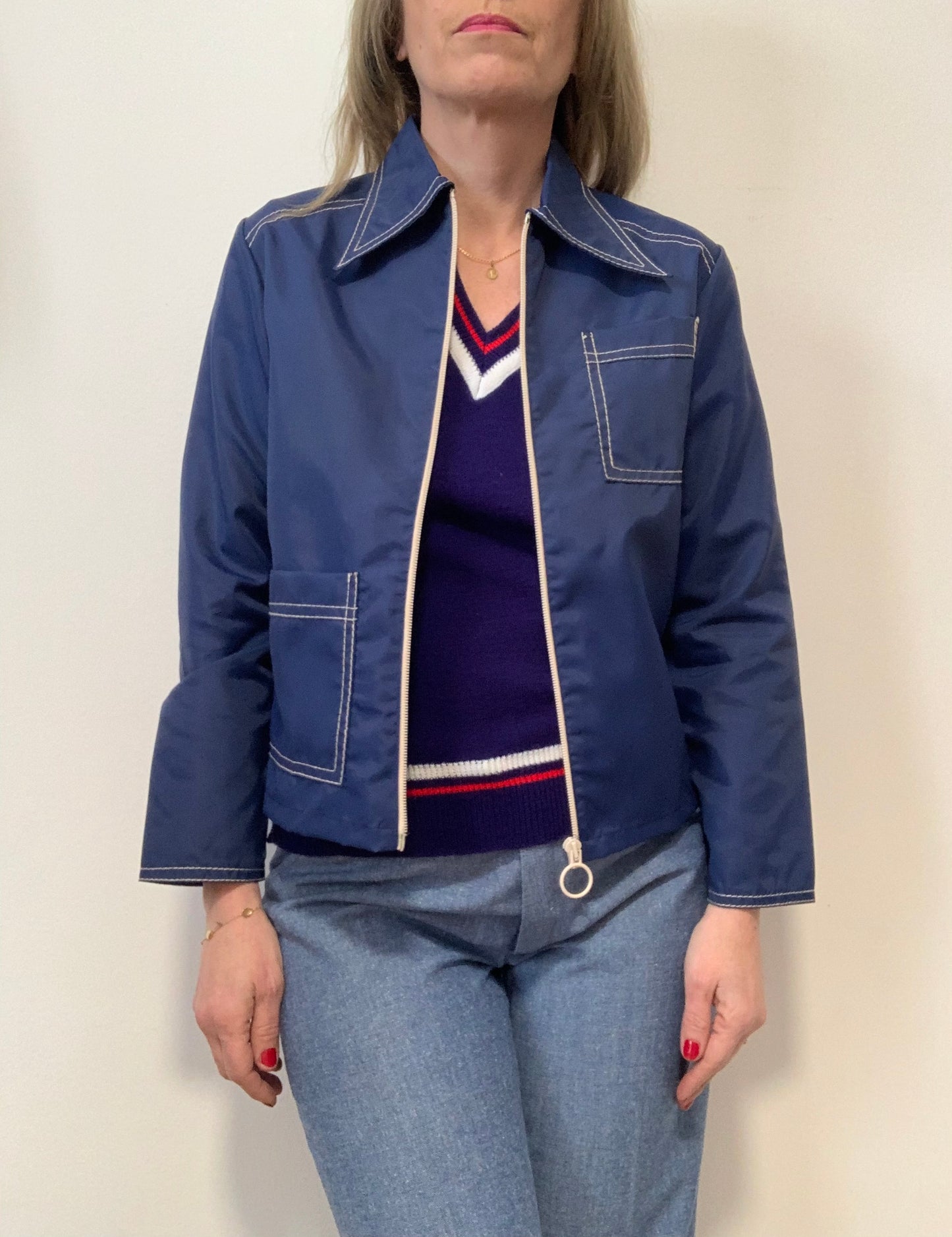 Veste Courte Nylon Vintage France 1970 Pelle à tartes