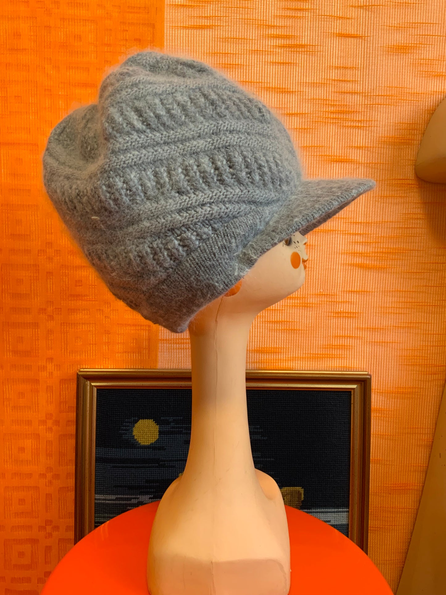 Grande Casquette Gavroche Laine Angora Vintage
