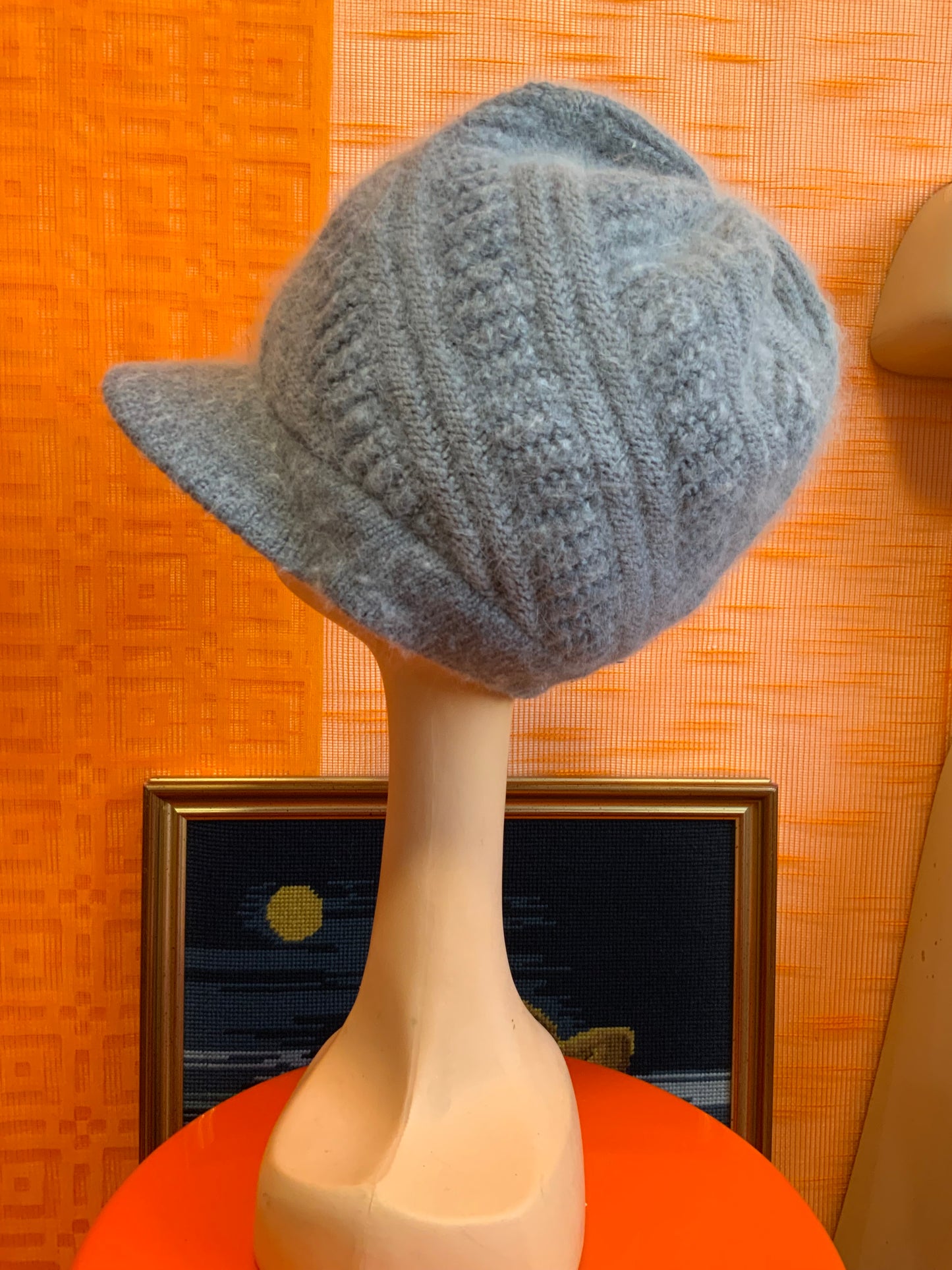 Grande Casquette Gavroche Laine Angora Vintage
