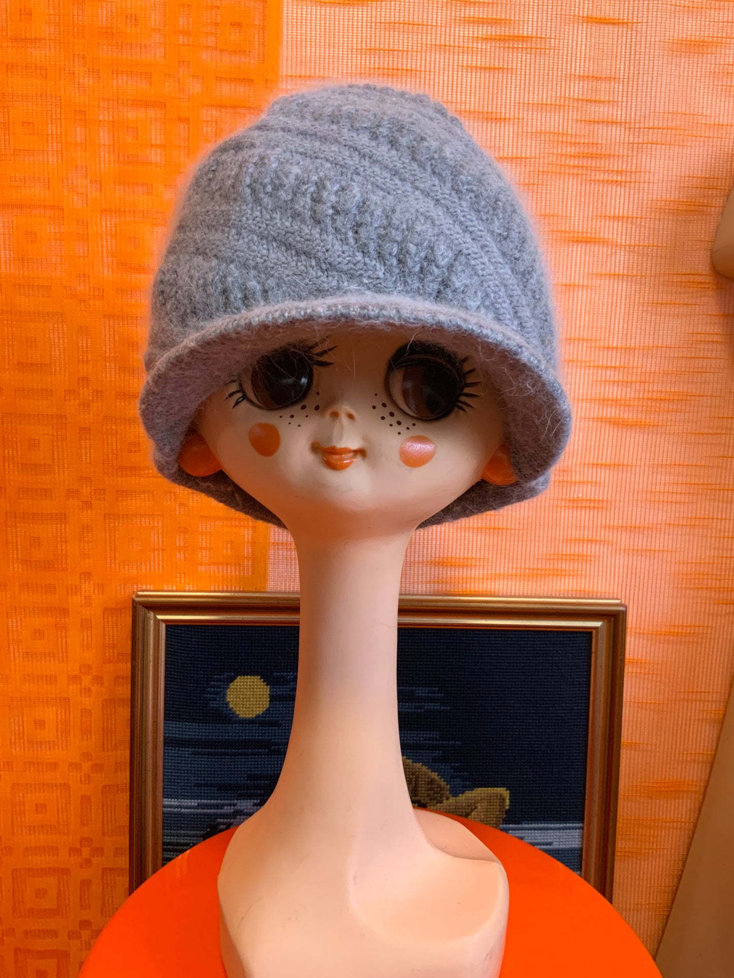 Grande Casquette Gavroche Laine Angora Vintage