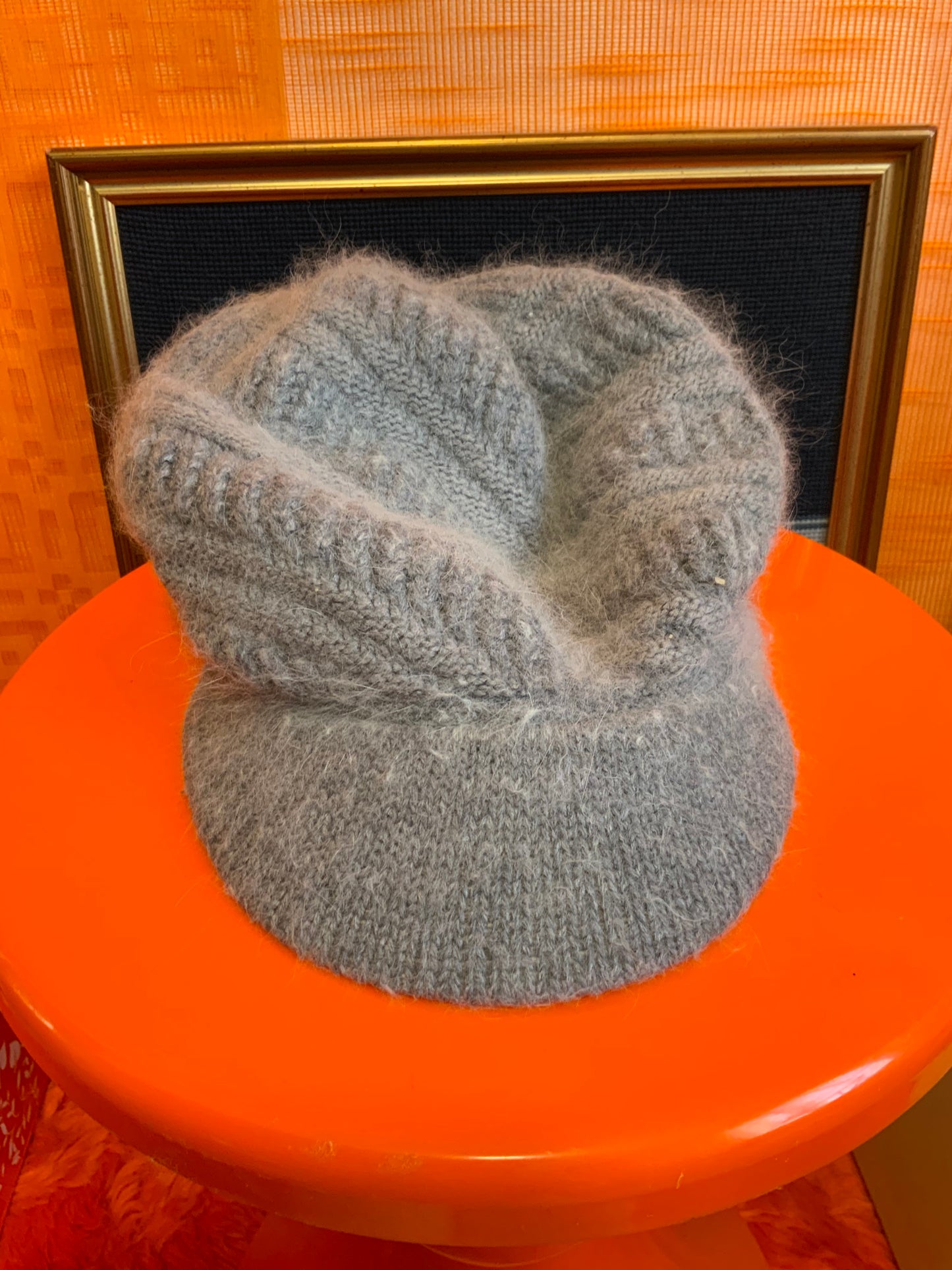 Grande Casquette Gavroche Laine Angora Vintage
