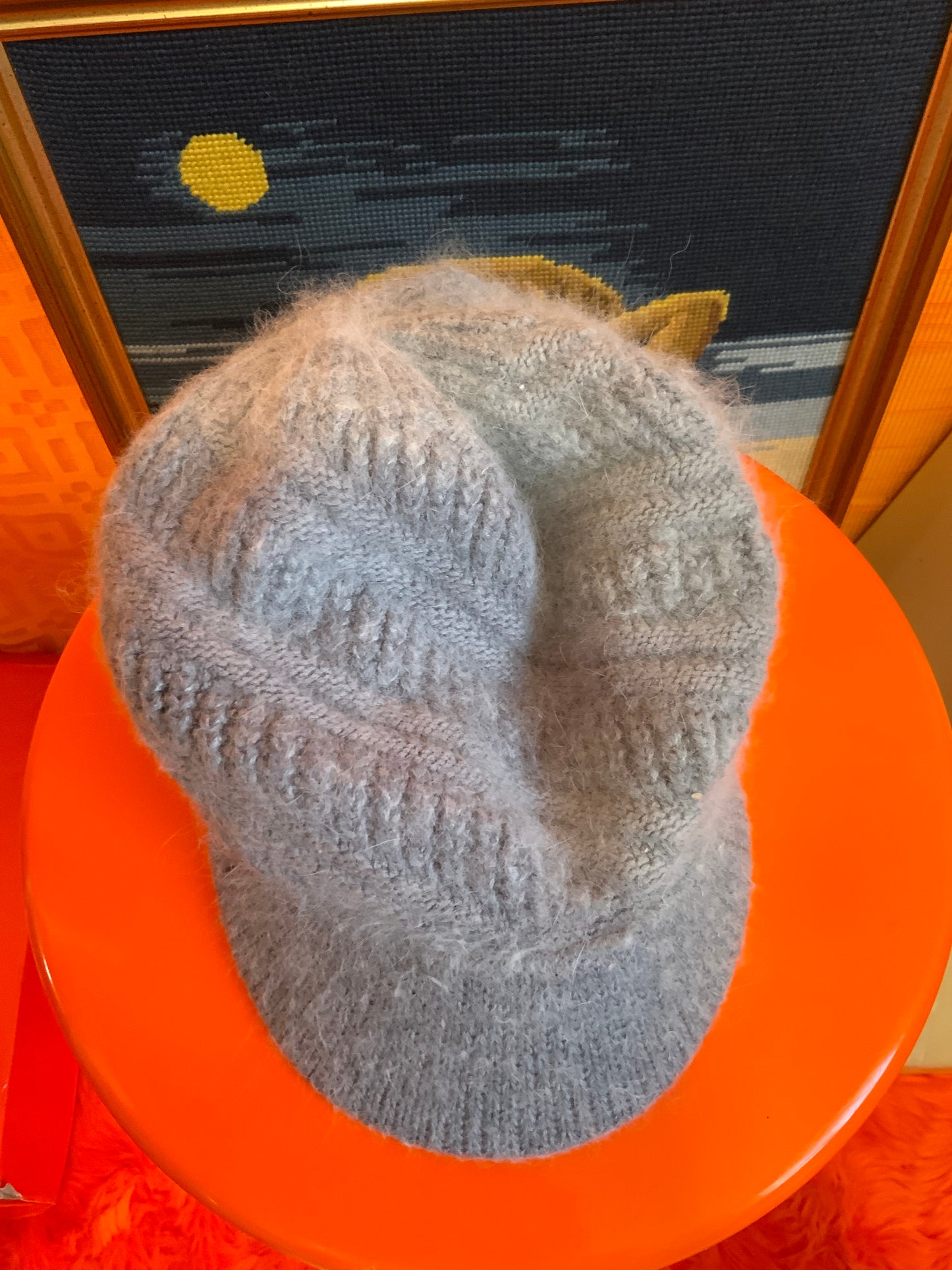 Grande Casquette Gavroche Laine Angora Vintage