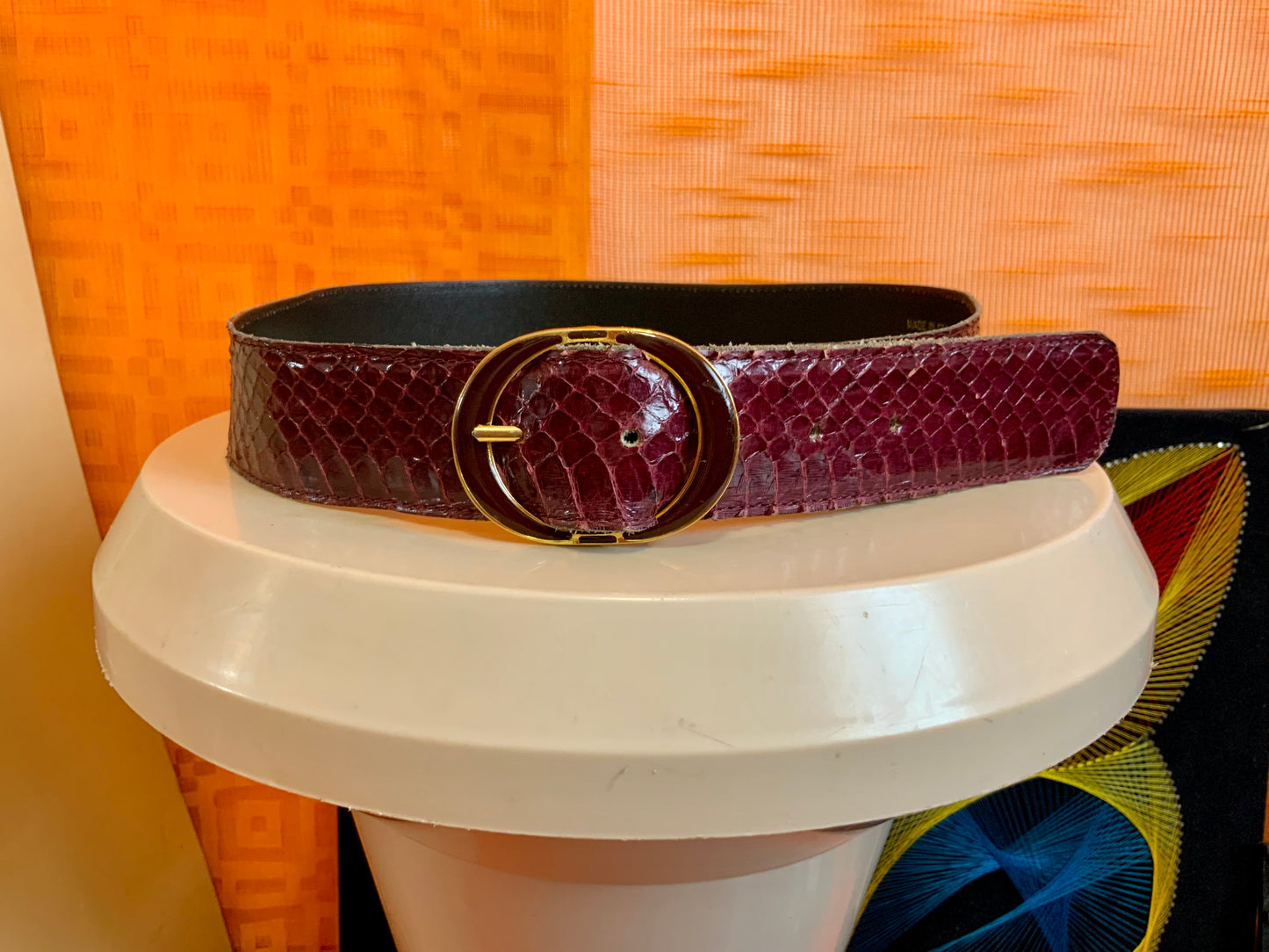 Ceinture en cuir de serpent véritable Made in France 1960 Vintage