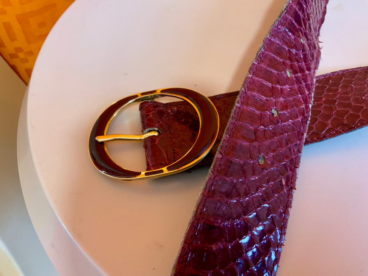 Ceinture en cuir de serpent véritable Made in France 1960 Vintage