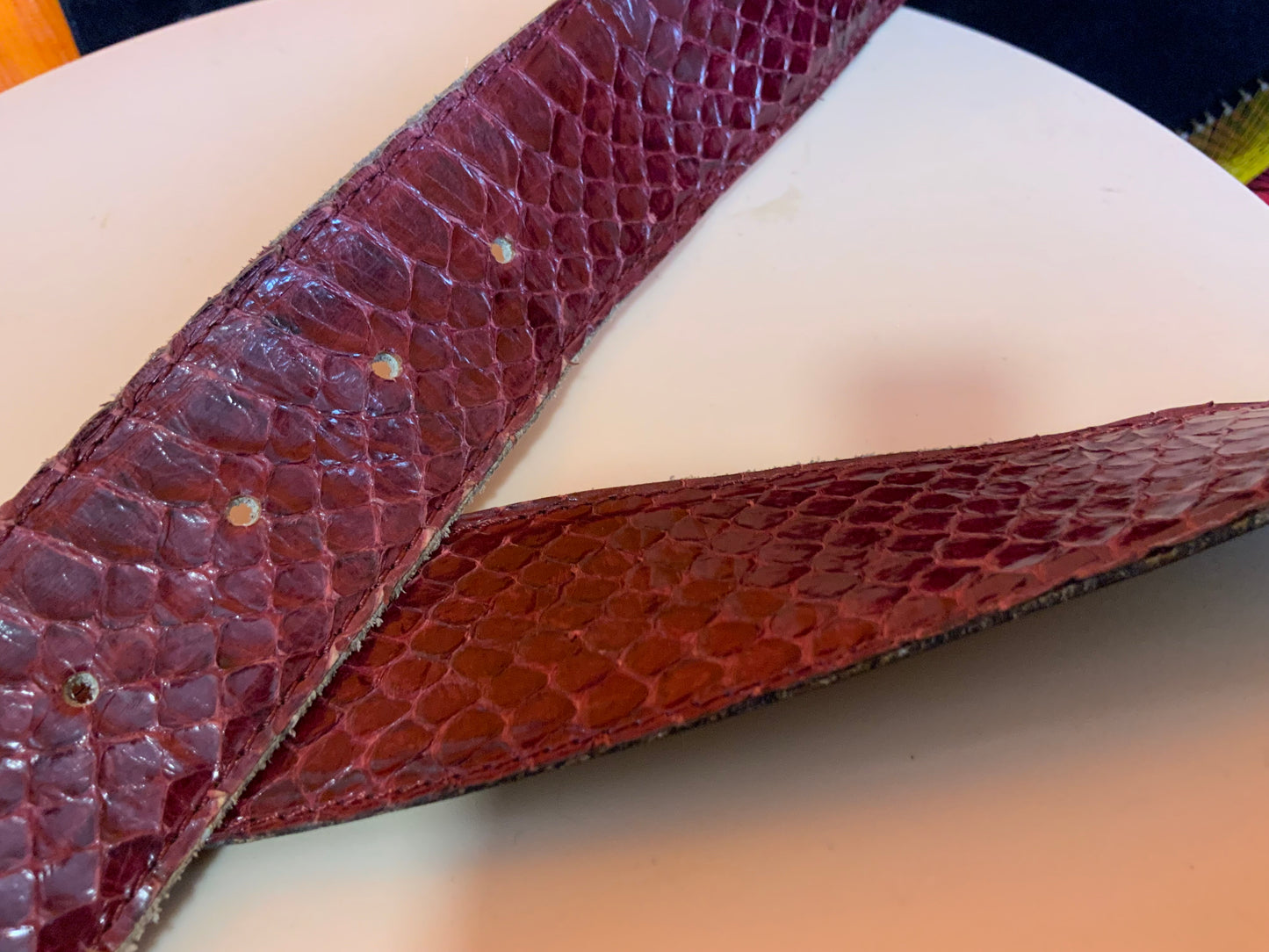 Ceinture en cuir de serpent véritable Made in France 1960 Vintage