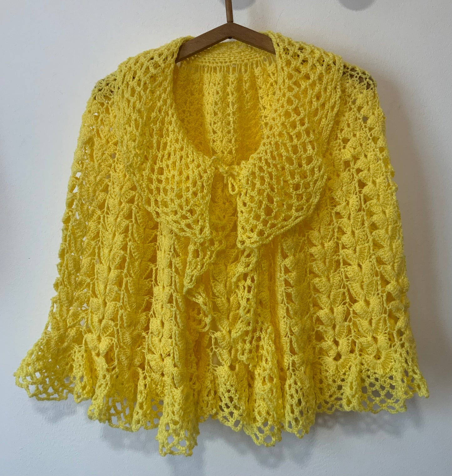 Châle Jaune Vintage Laine au Crochet Bohème
