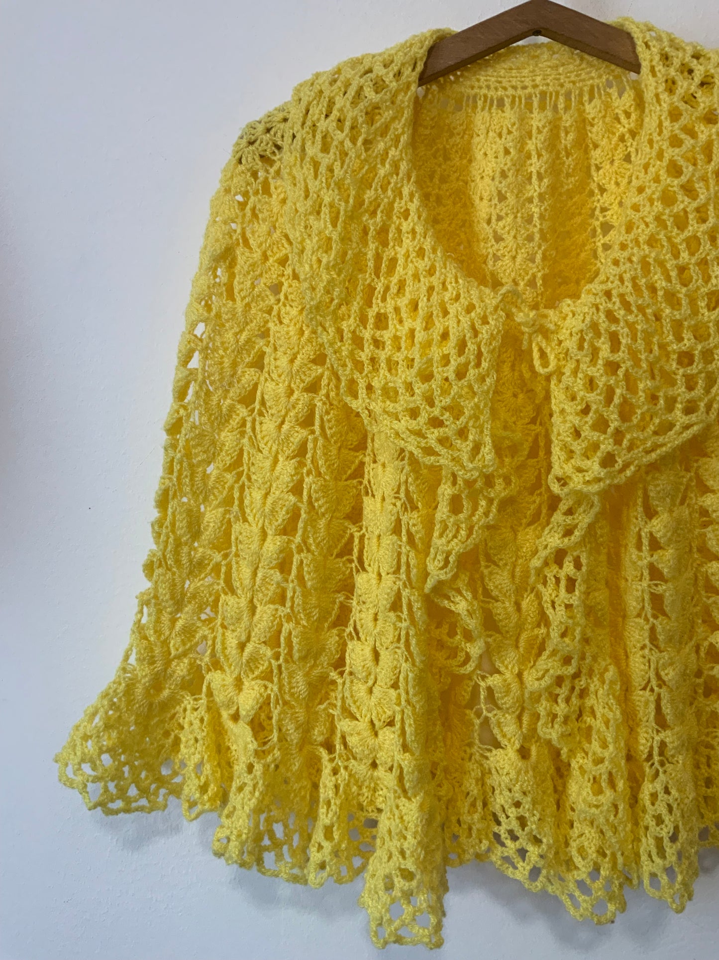 Châle Jaune Vintage Laine au Crochet Bohème