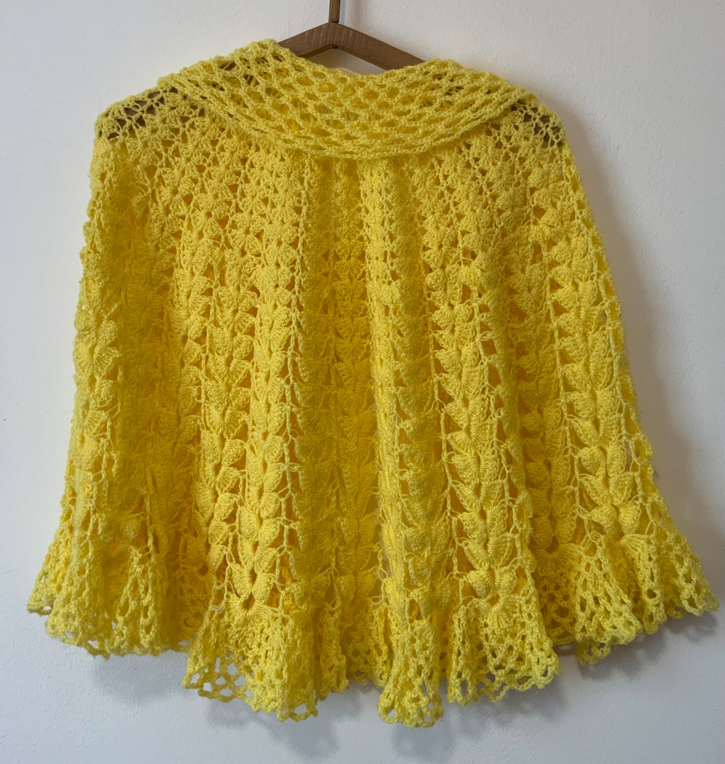 Châle Jaune Vintage Laine au Crochet Bohème