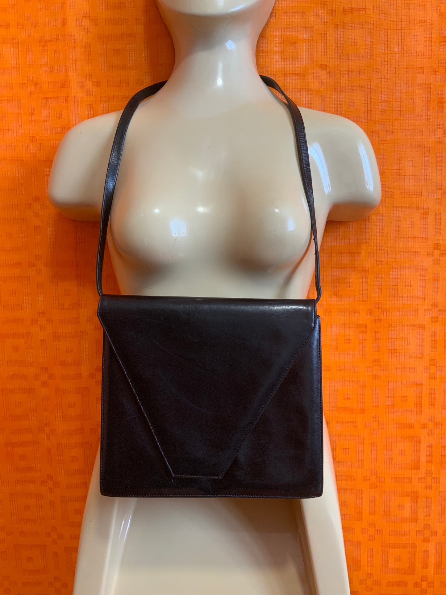 Sac à main en cuir noir Vintage France Luxe Preciosa
