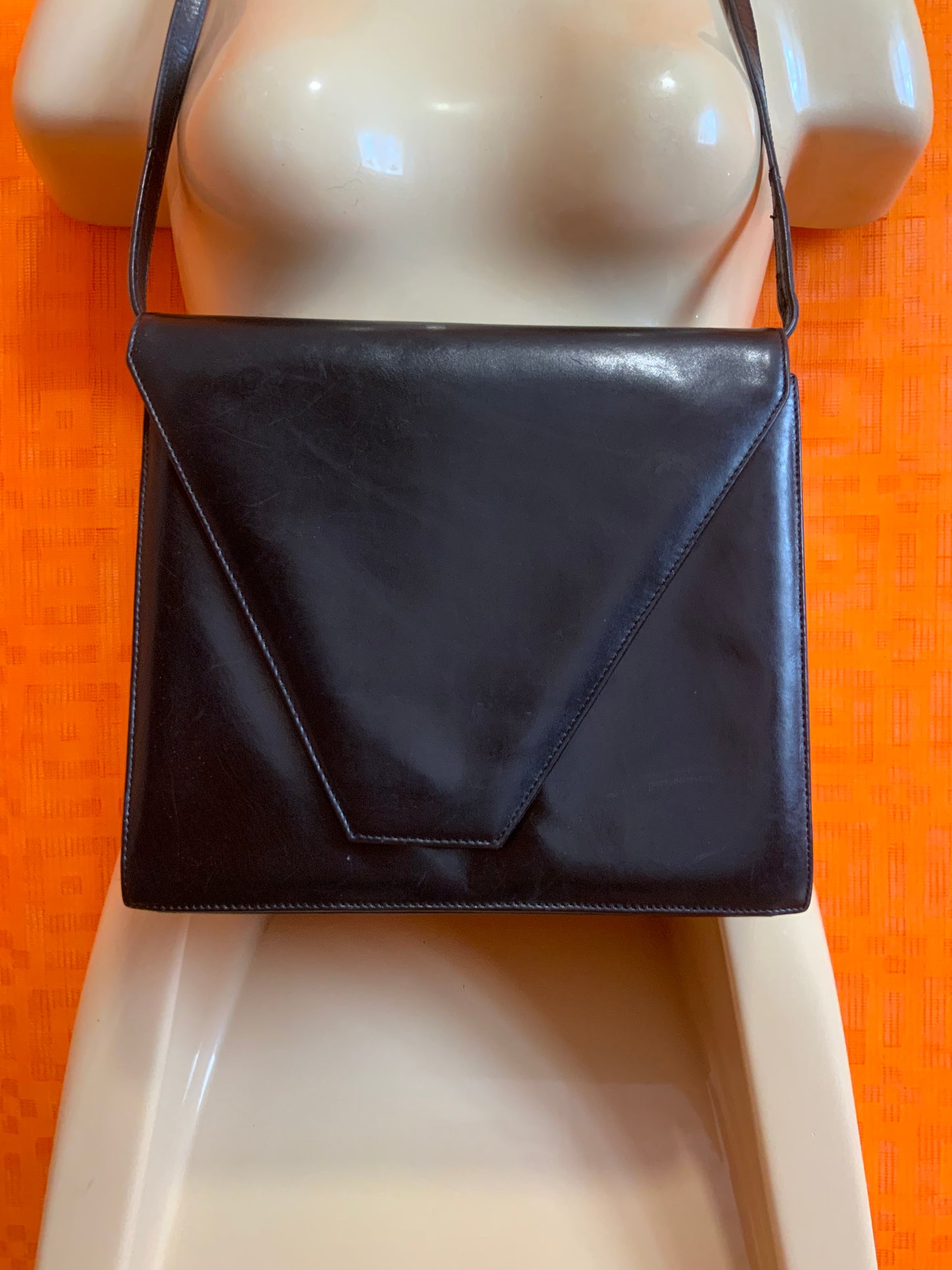 Sac à main en cuir noir Vintage France Luxe Preciosa
