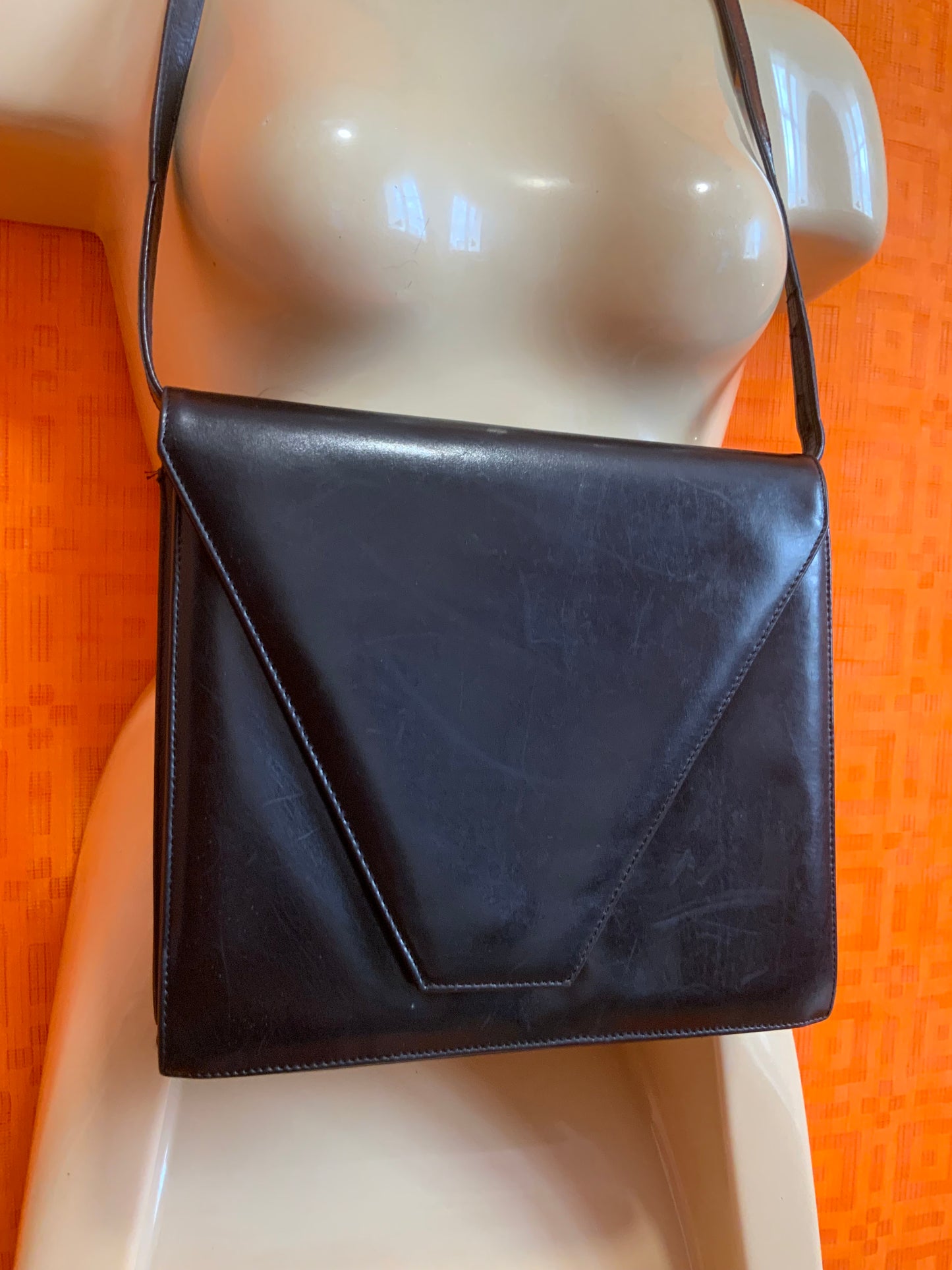Sac à main en cuir noir Vintage France Luxe Preciosa