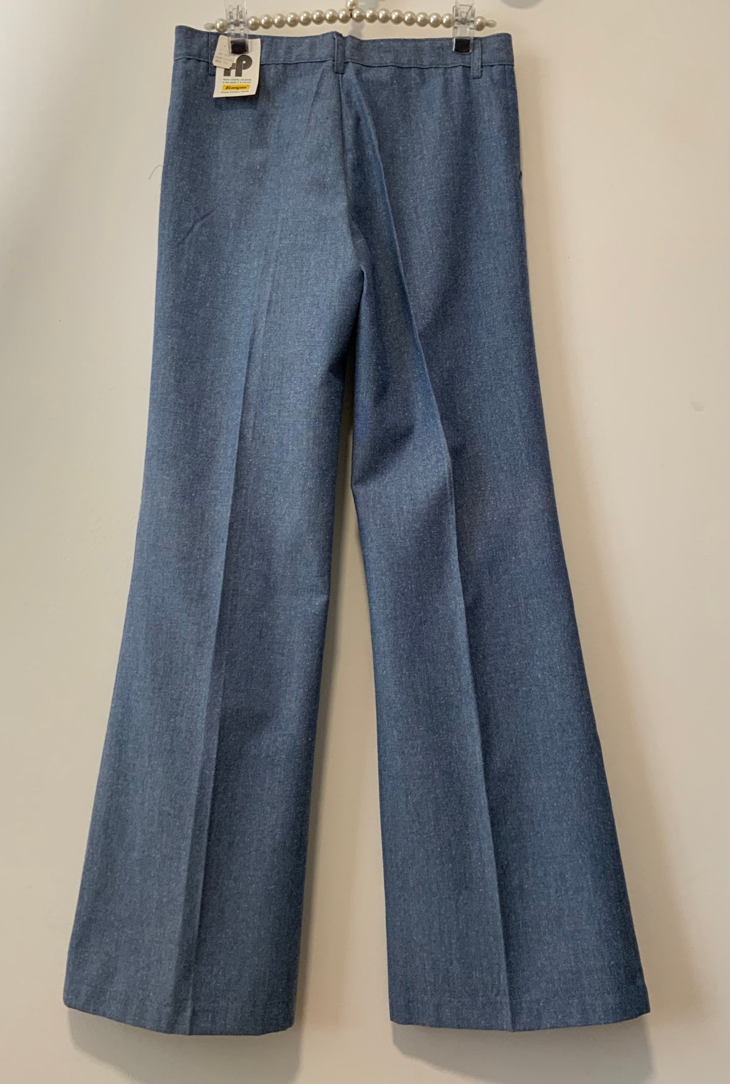 Pantalon Flare Pattes d’éléphant Bleu Deadstock 1970 Vintage