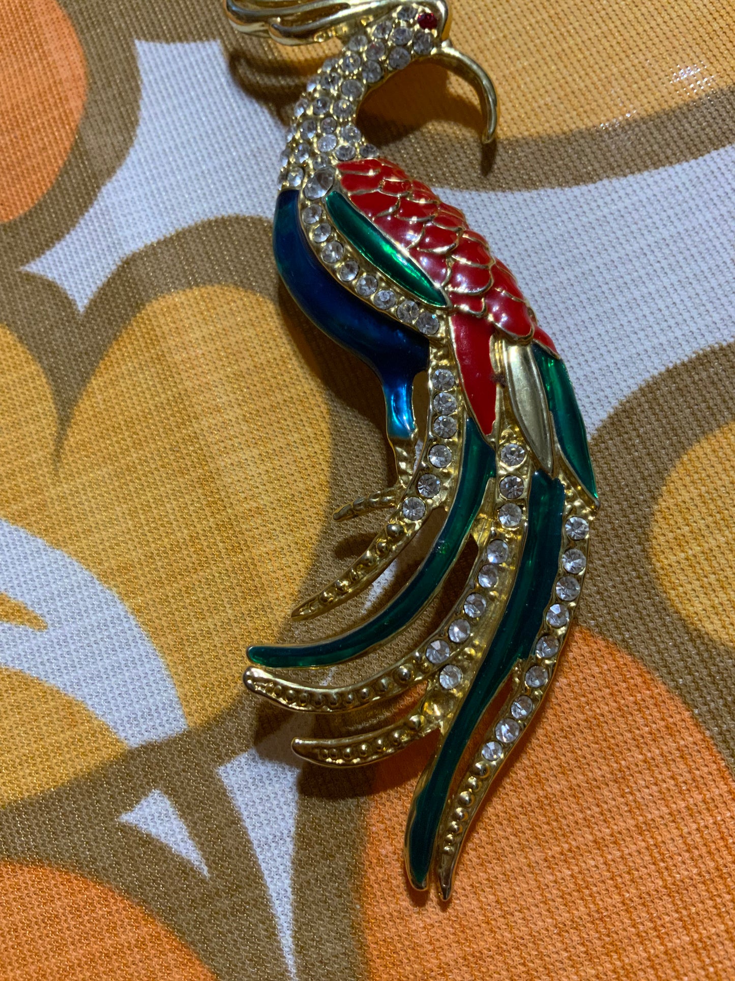 Grande broche oiseau Paon Vintage