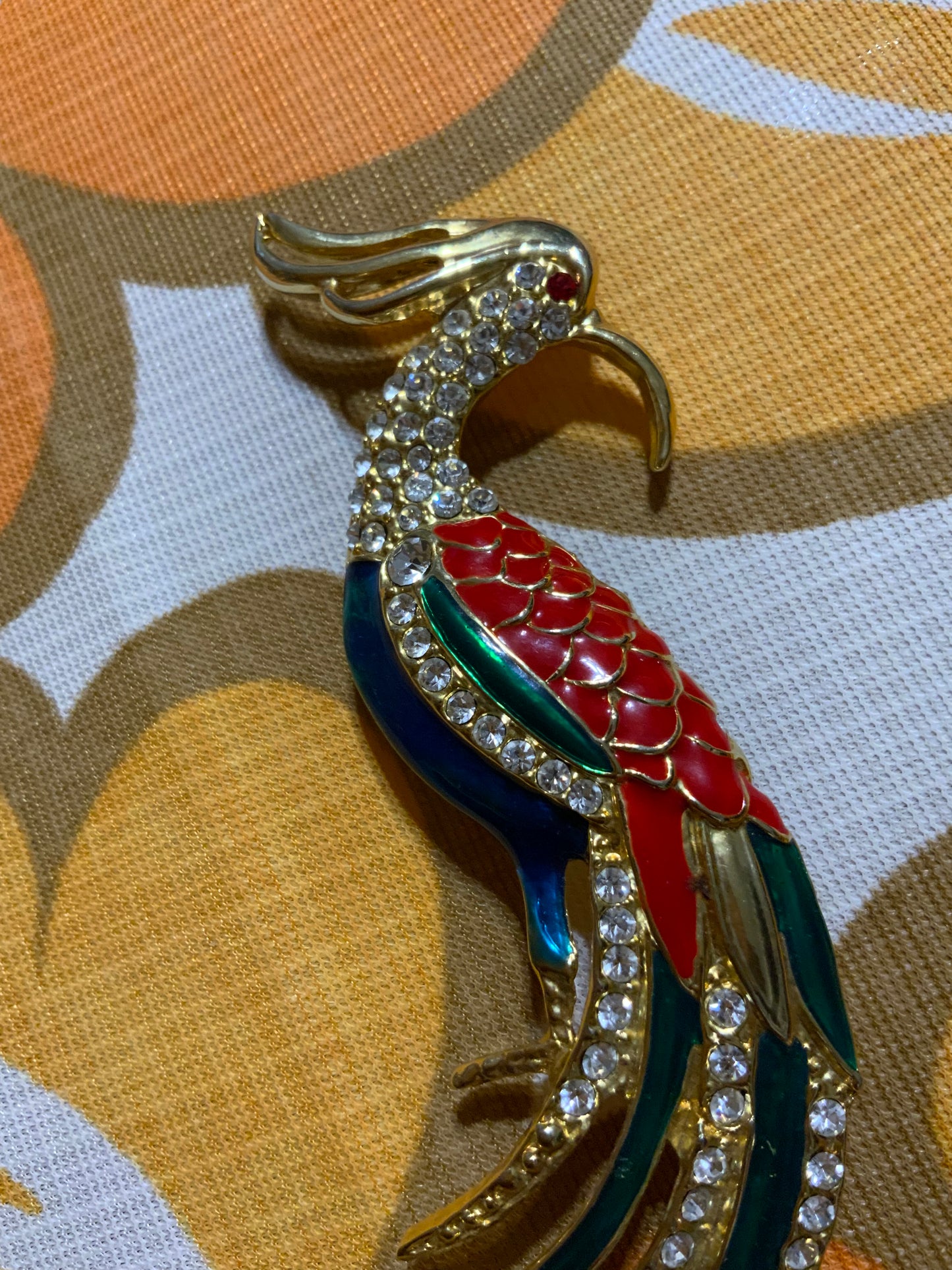 Grande broche oiseau Paon Vintage
