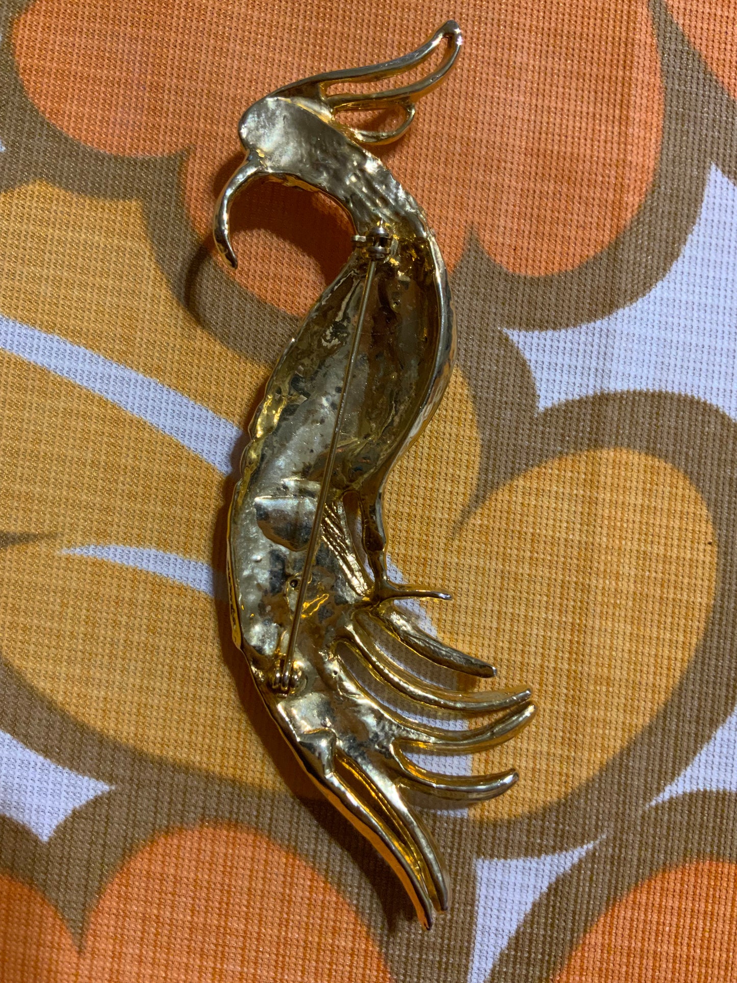 Grande broche oiseau Paon Vintage