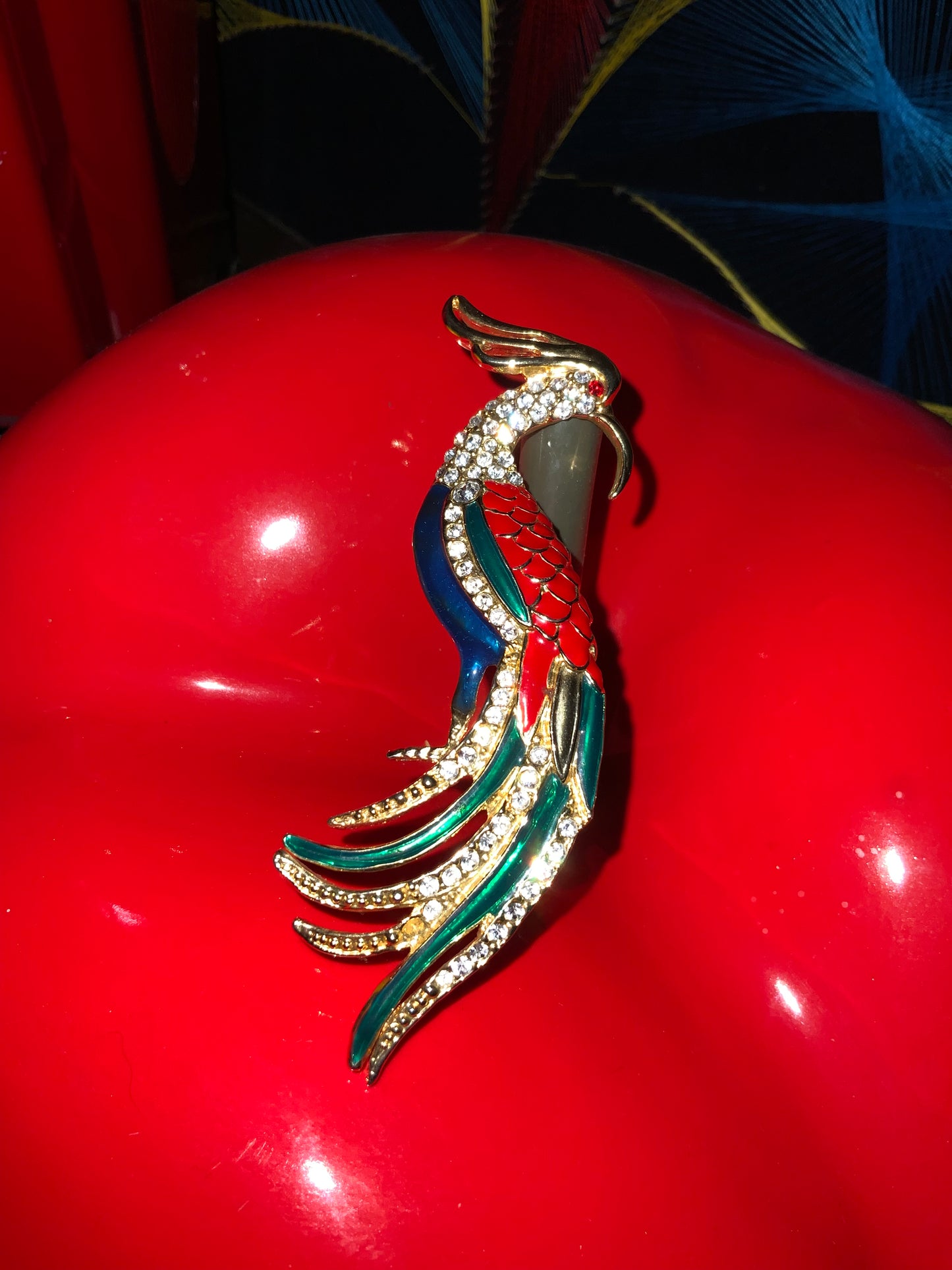 Grande broche oiseau Paon Vintage