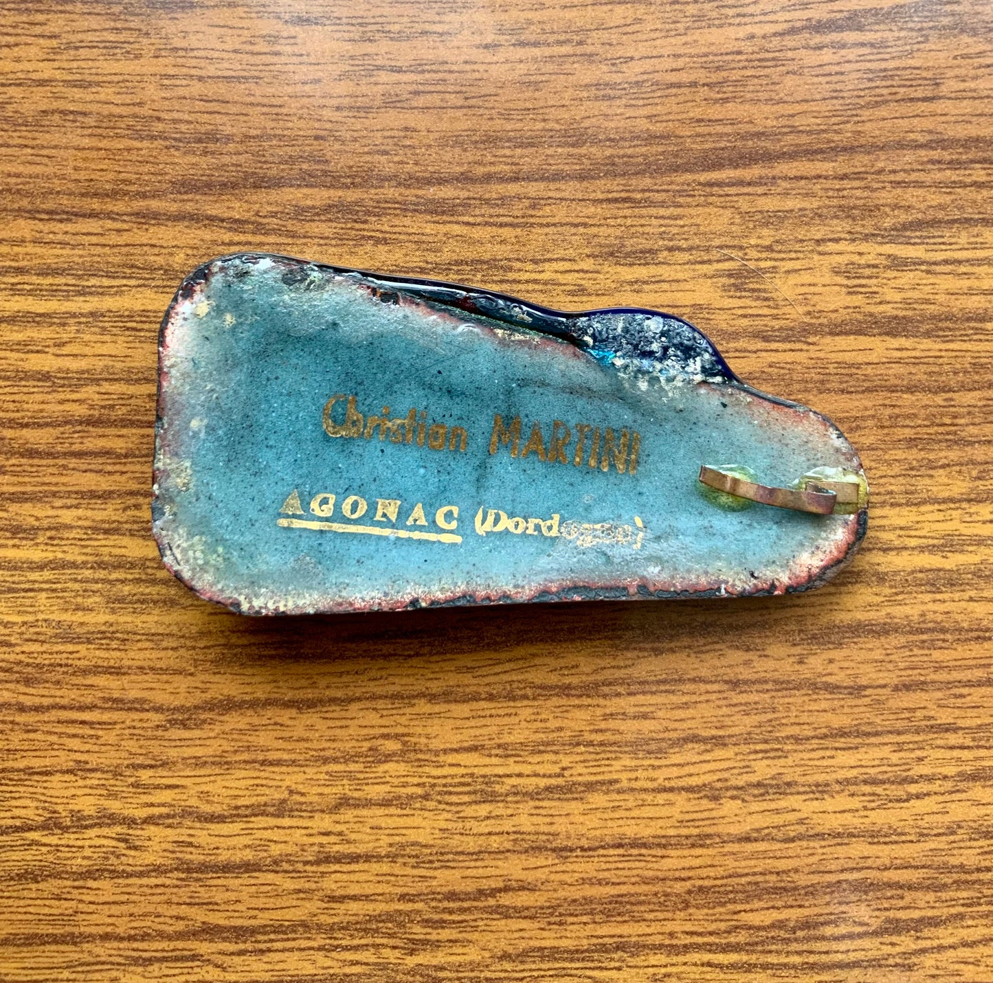 Bijou Ancien Pendentif Signé Patte de verre Vintage France