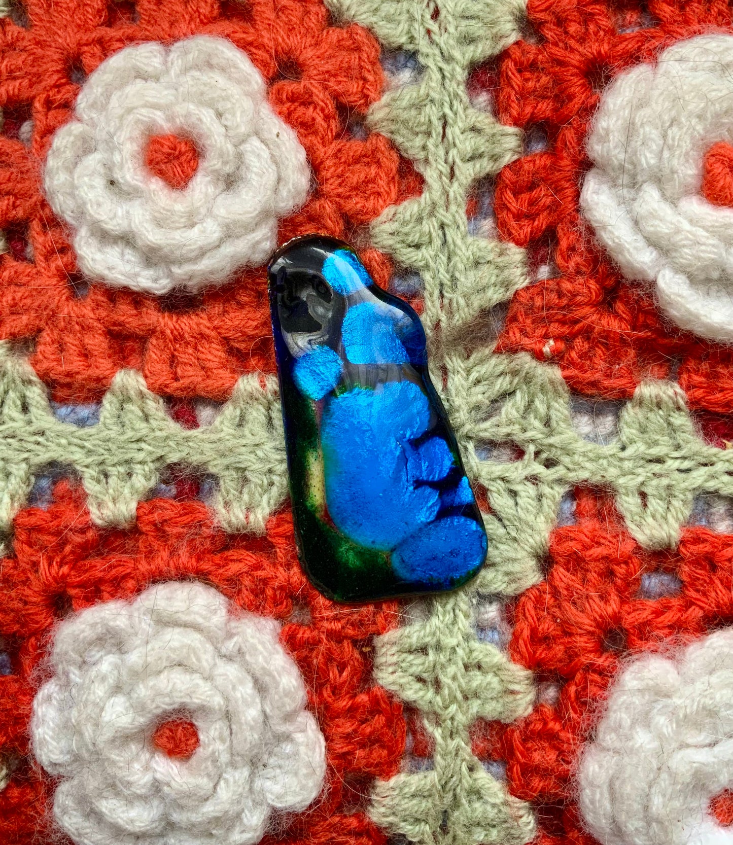 Bijou Ancien Pendentif Signé Patte de verre Vintage France