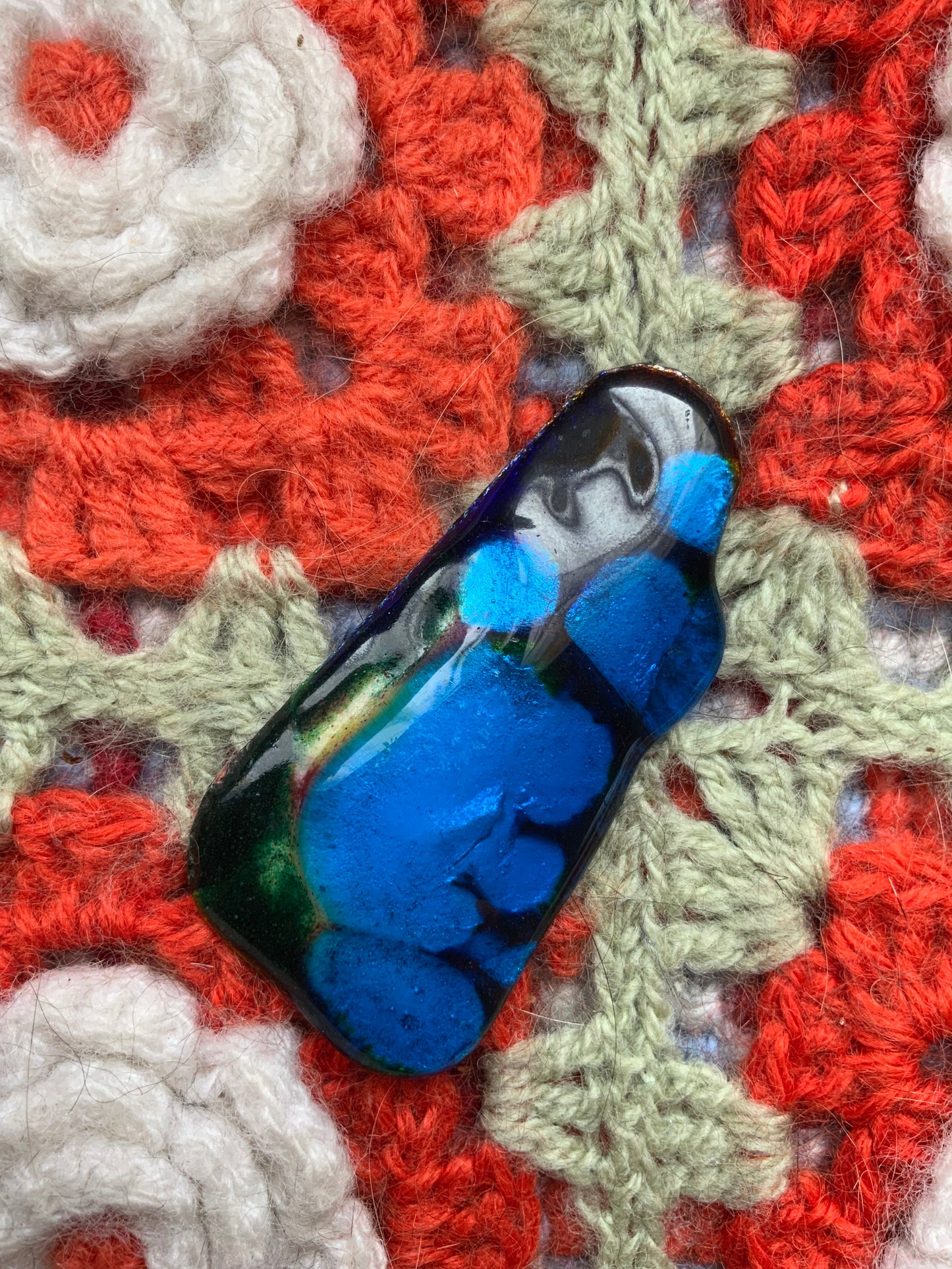 Bijou Ancien Pendentif Signé Patte de verre Vintage France