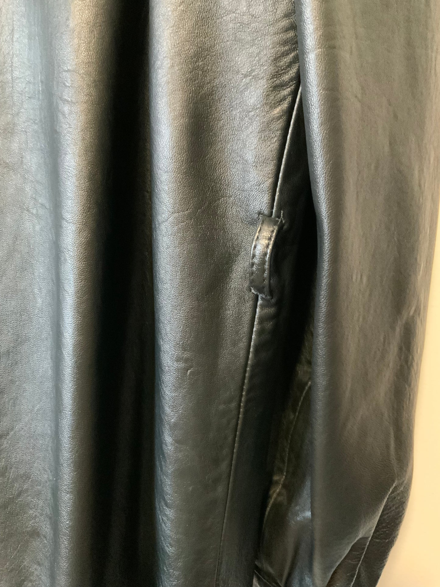 Veste droite en cuir noir Vintage 1980