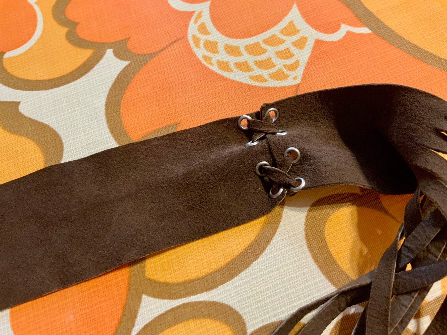 Ceinture bohème cuir souple marron Pure pépite Vintage 1970