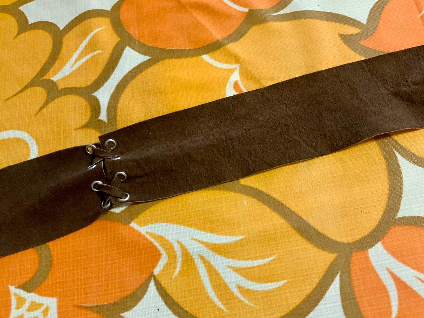 Ceinture bohème cuir souple marron Pure pépite Vintage 1970